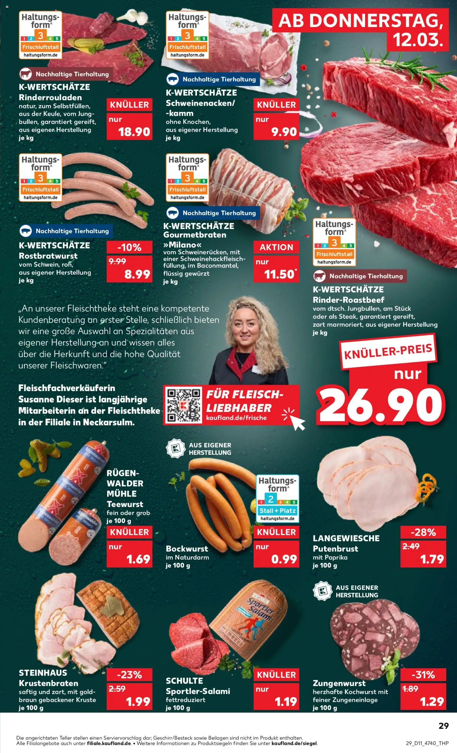 Kaufland Prospekt Hannover	 – gültig ab 12.03.2026 | Seite: 29 | Produkte: Rinderrouladen, Bockwurst, Mühle, Paprika