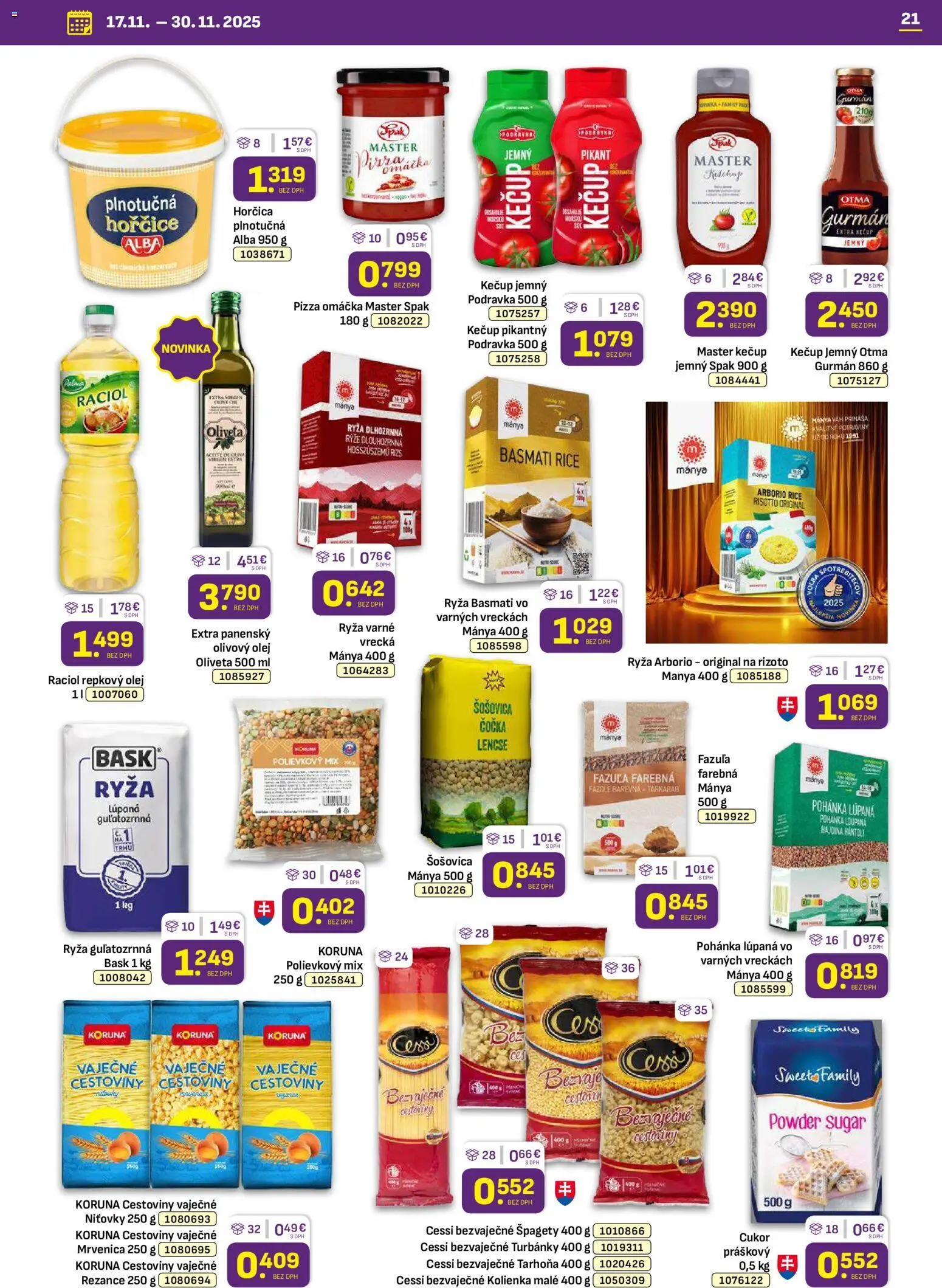 Nové Libex akcie – leták je platný od 17.11.2025 | Strana: 21 | Produkty: Cestoviny, Kečup, Tarhoňa, Špagety