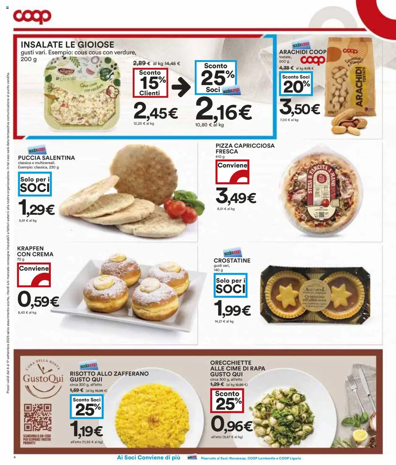 Volantino COOP del 04.09.2025 | Pagina: 4 | Prodotti: Crema, Pizza, Verdure, Orecchiette