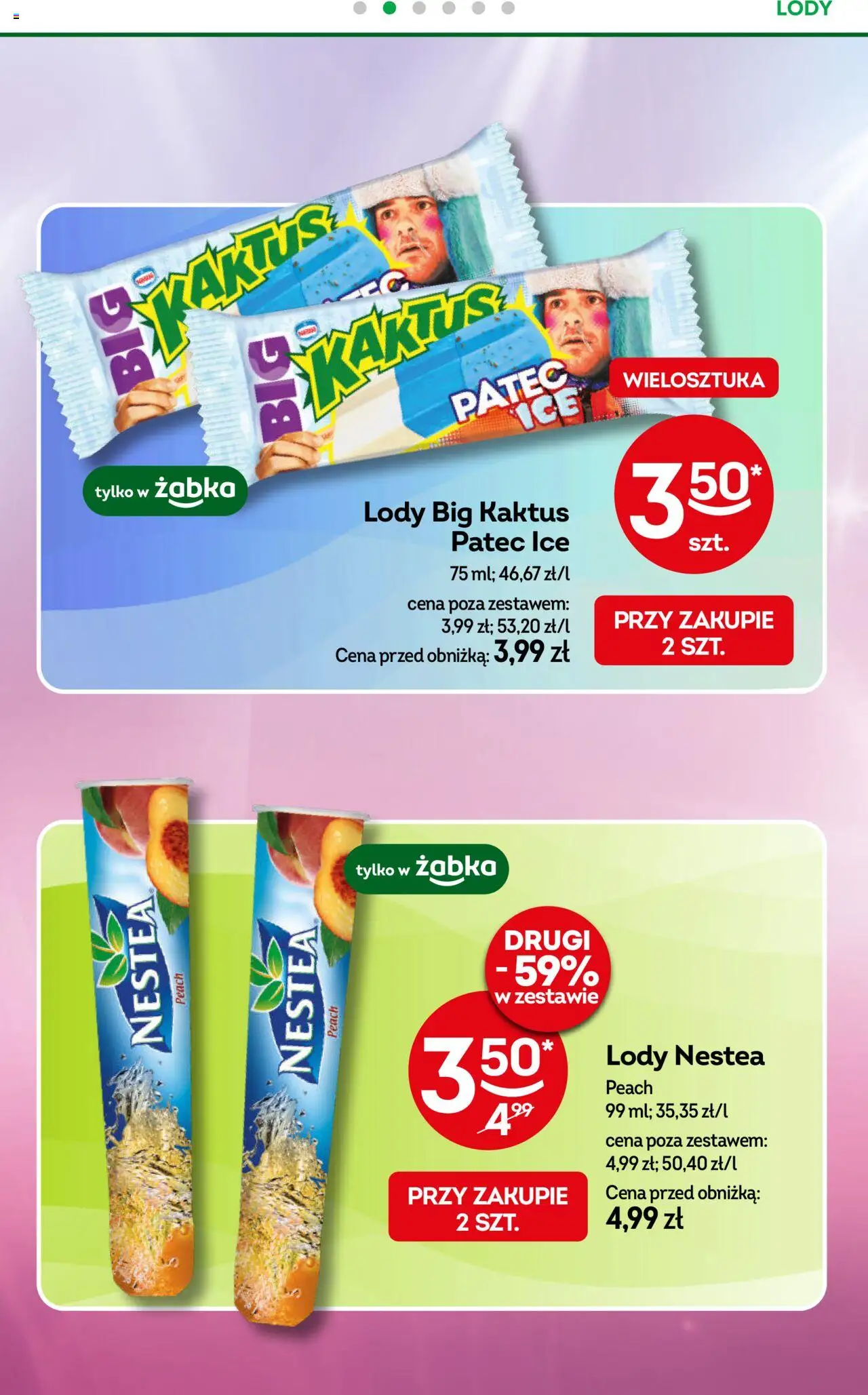 Żabka Gazetka od 04.06.2025 | Strona: 35 | Produkty: Lody Kaktus, Lody