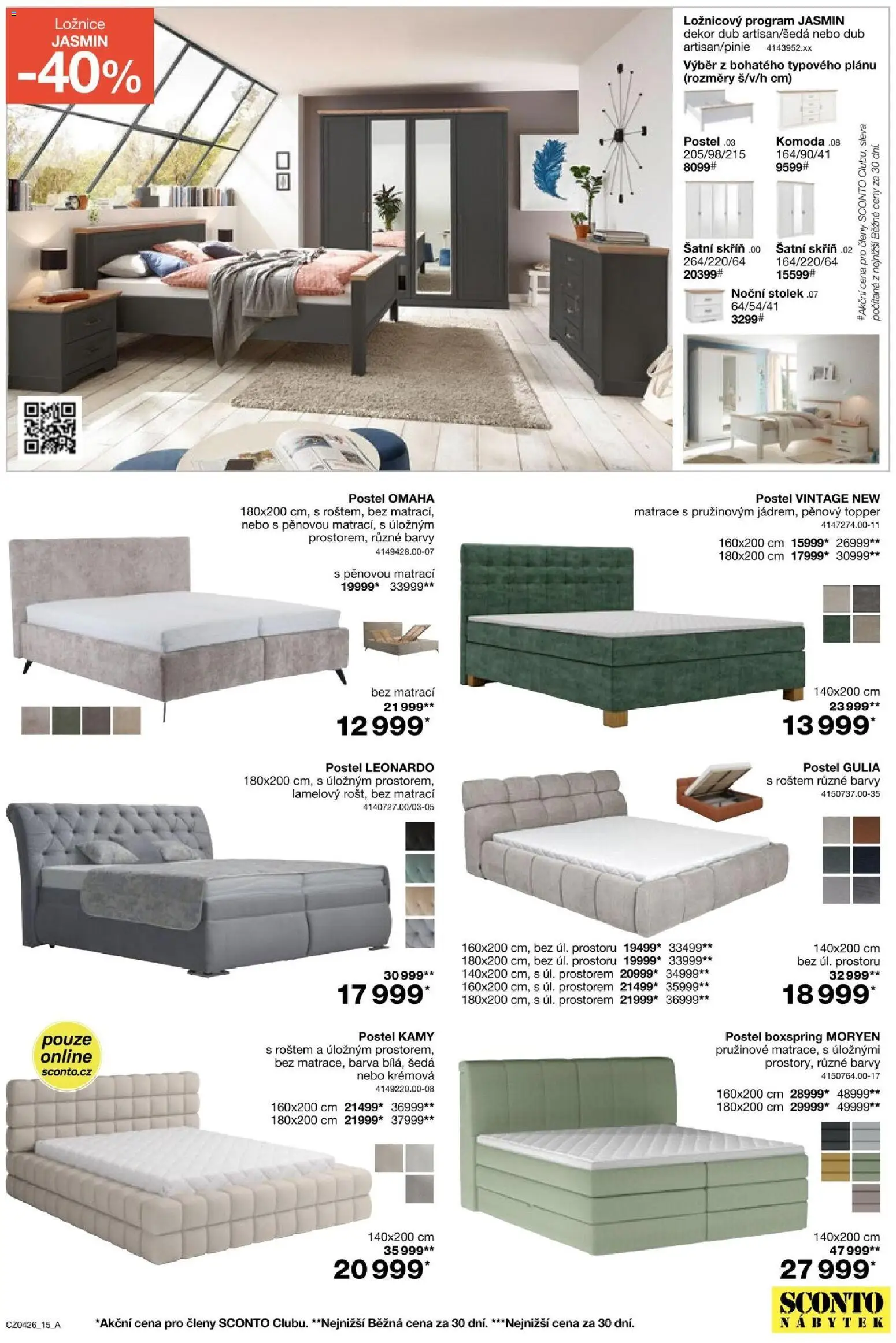 Sconto nábytek leták od 04.03.2026 | Strana: 15 | Produkty: Nábytek, Postel, Šatní skříň, Barvy