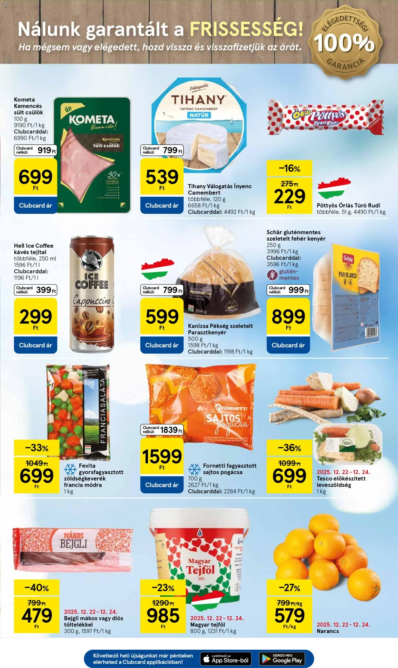 Tesco akciós ujság - amely érvényes a következő dátumtól: 27.12.2025 | Oldal: 3 | Termékek: Cappuccino, Tihany, Narancs, Pogácsa