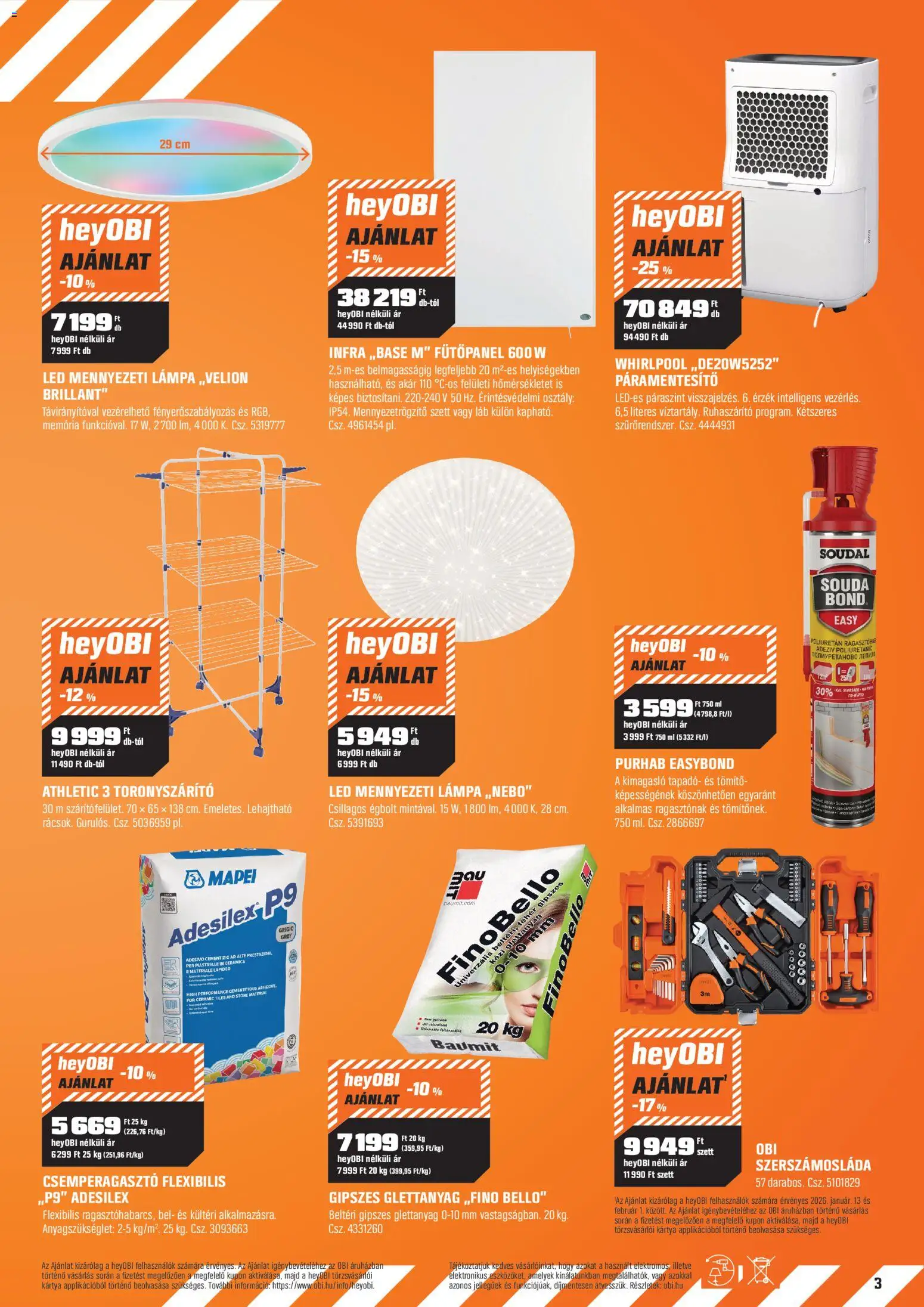 OBI akciós ujság - amely érvényes a következő dátumtól: 30.12.2025 | Oldal: 3 | Termékek: Páramentesítő, Mennyezeti lámpa, Lámpa, Szerszámosláda