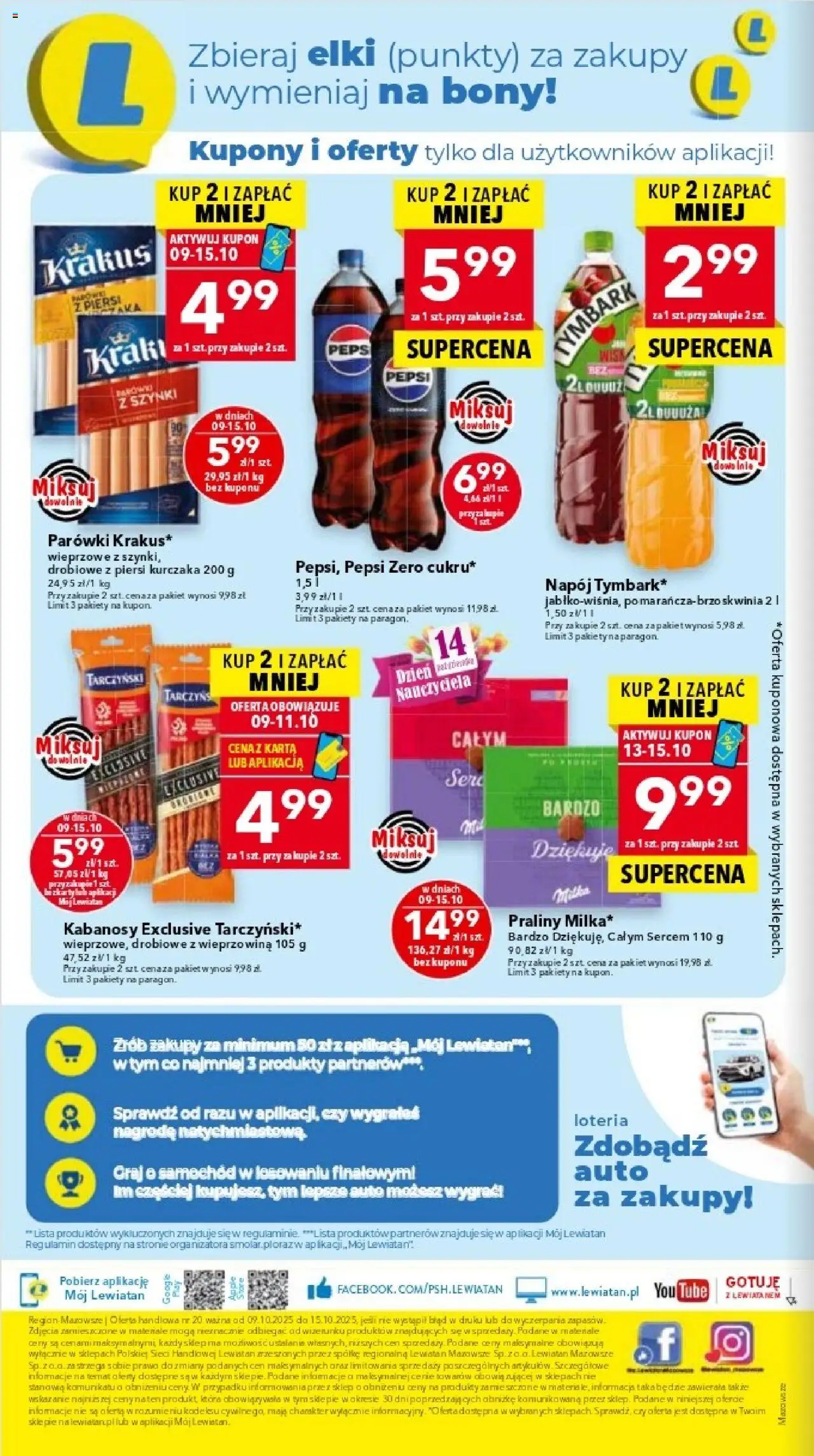 Lewiatan gazetka - Warszawa od 09.10.2025 | Strona: 8 | Produkty: Karta, Piersi, Praliny, Parówki