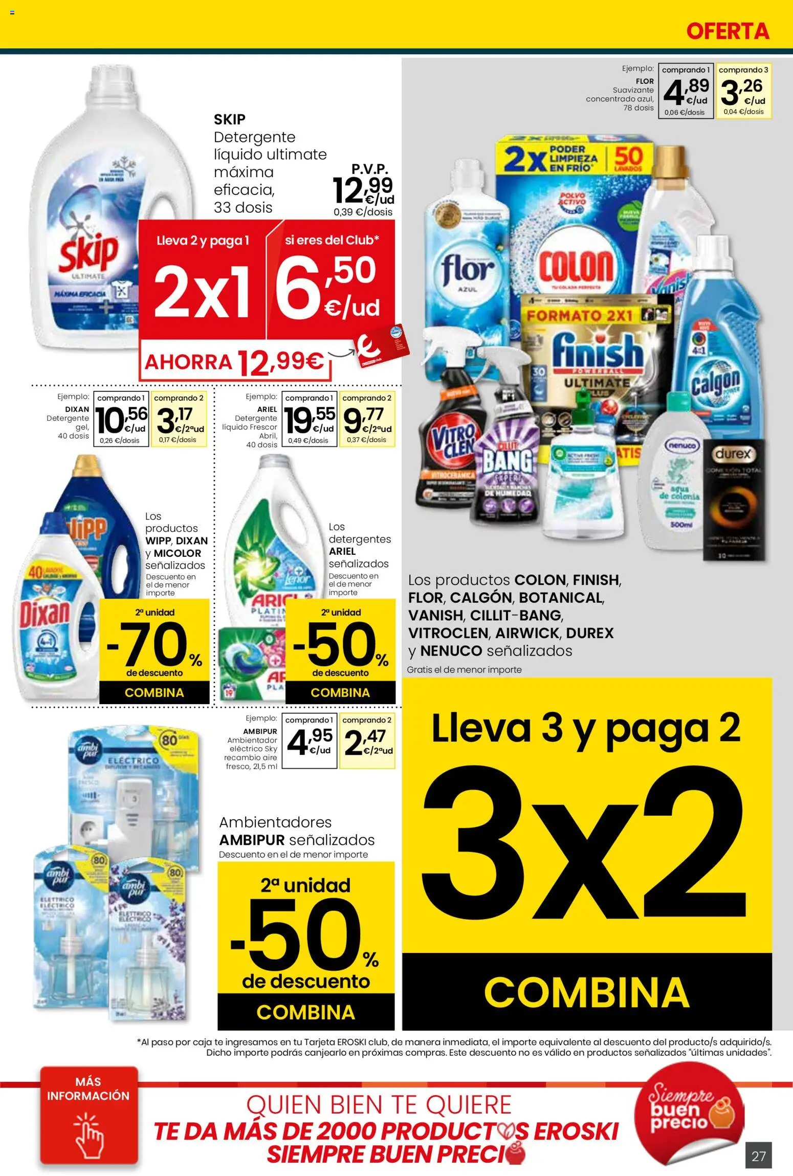 Eroski - Viste tu cesta de primavera Center │ válido desde el 12.03.2026 | Página: 27 | Productos: Colonia, Detergente, Suavizante, Caja
