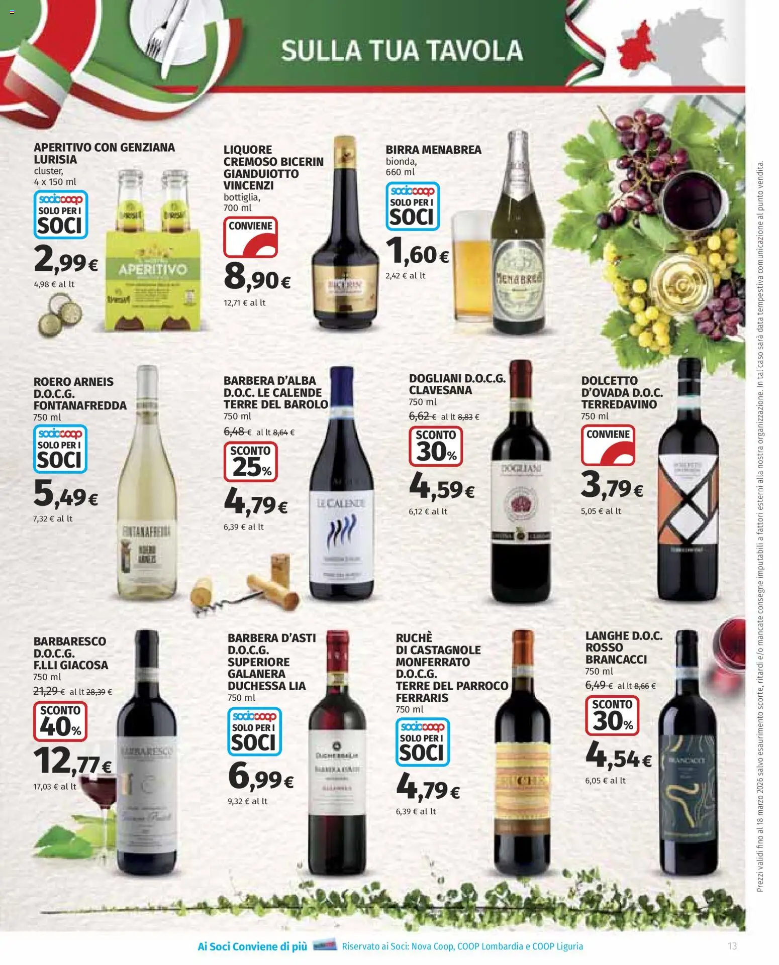 Volantino COOP del 05.03.2026 | Pagina: 13 | Prodotti: Birra, Data, Liquore, Aperitivo