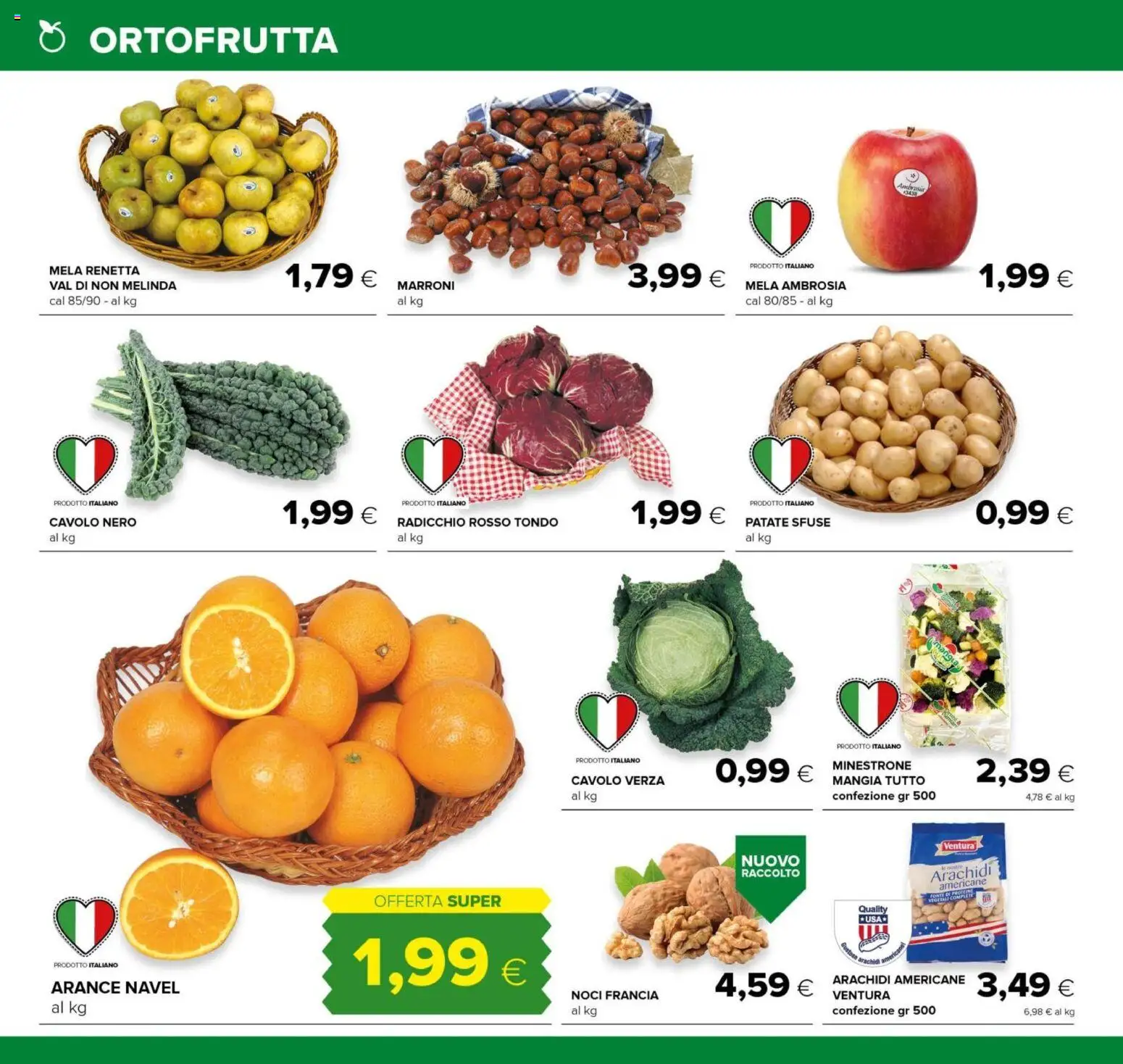 Volantino Oasi del 06.11.2025 | Pagina: 2 | Prodotti: Minestrone, Arance, Noci, Cavolo