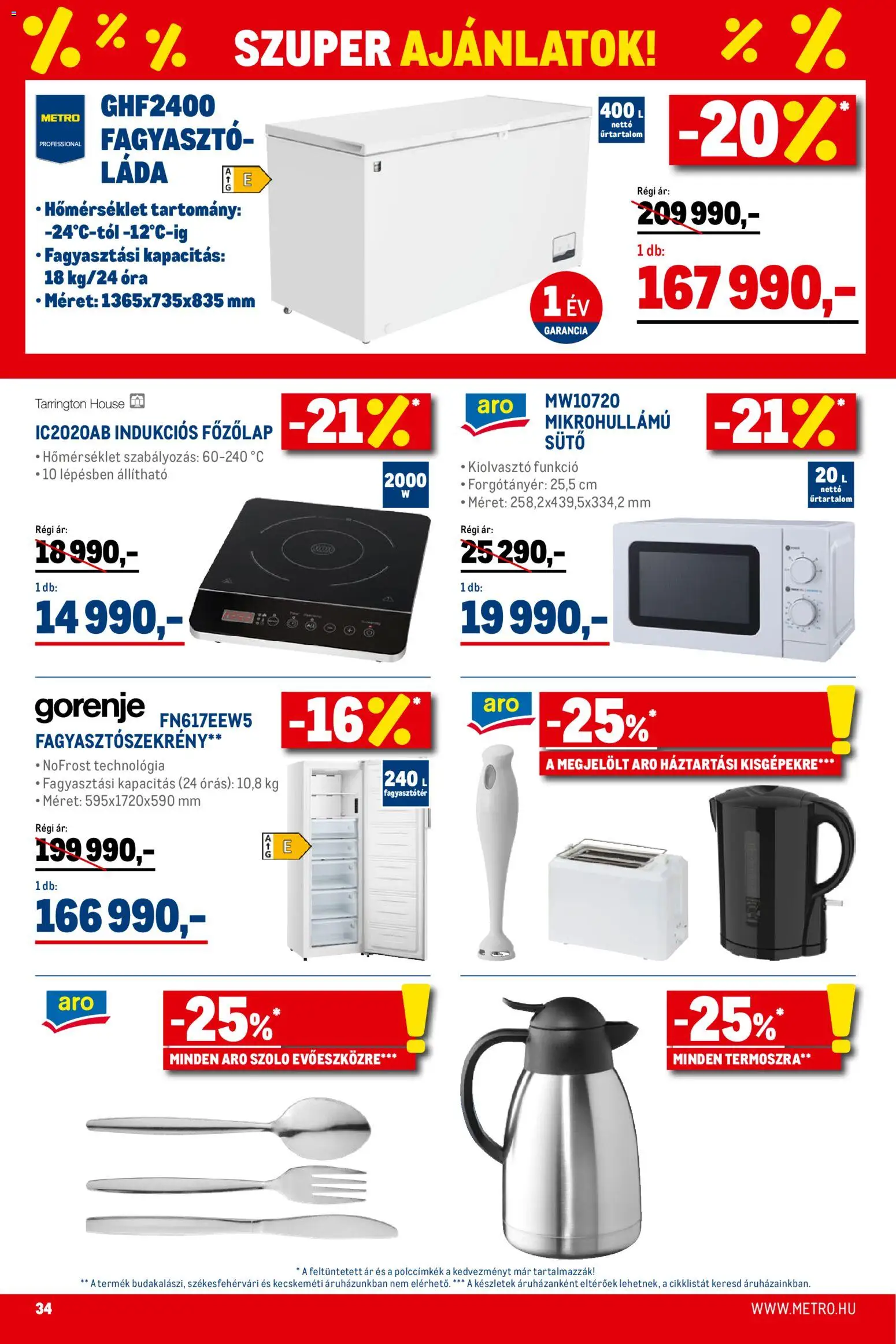Metro akciós ujság - amely érvényes a következő dátumtól: 02.01.2026 | Oldal: 34 | Termékek: Szőlő, Sütő, Fagyasztószekrény, Indukciós főzőlap