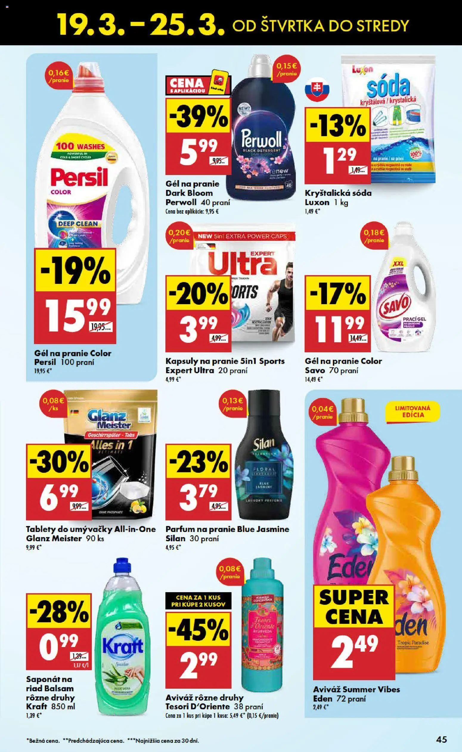 Nové Biedronka akcie – leták je platný od 19.03.2026 | Strana: 45 | Produkty: Persil, Perwoll, Savo, Silan