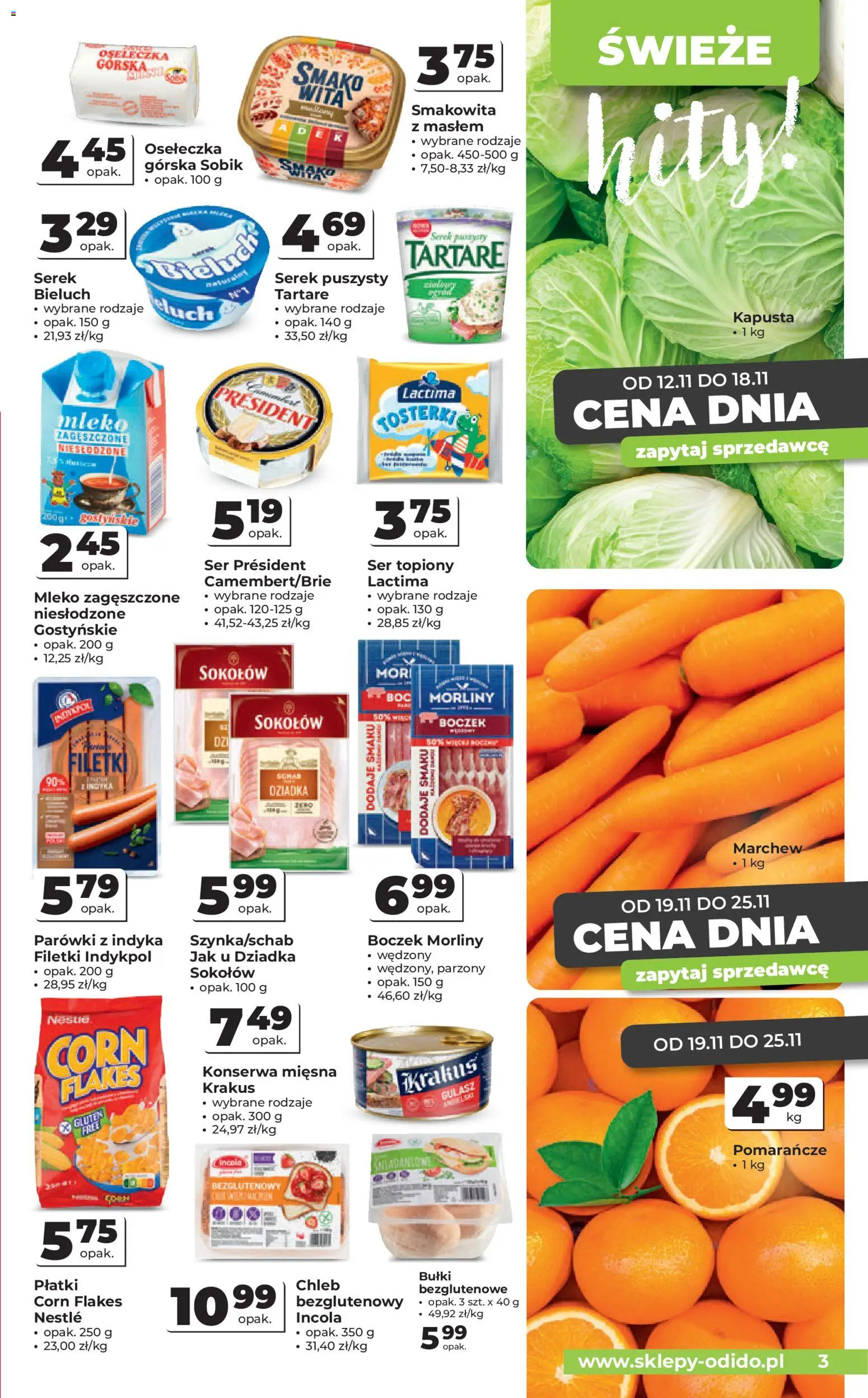 Odido Gazetka od 12.11.2025 | Strona: 3 | Produkty: Serek, Chleb, Płatki, Corn Flakes