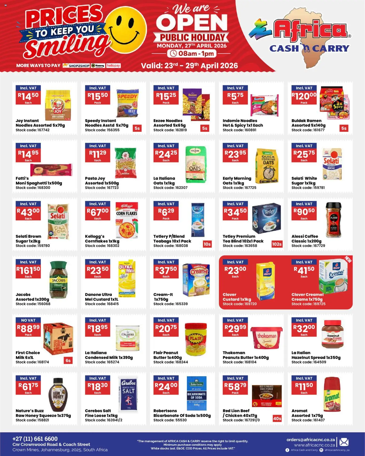 New Africa Cash & Carry catalogue – valid from 23.04.2026 | Page: 17 | Products: Condensed milk, Chicken, Powder, Tea