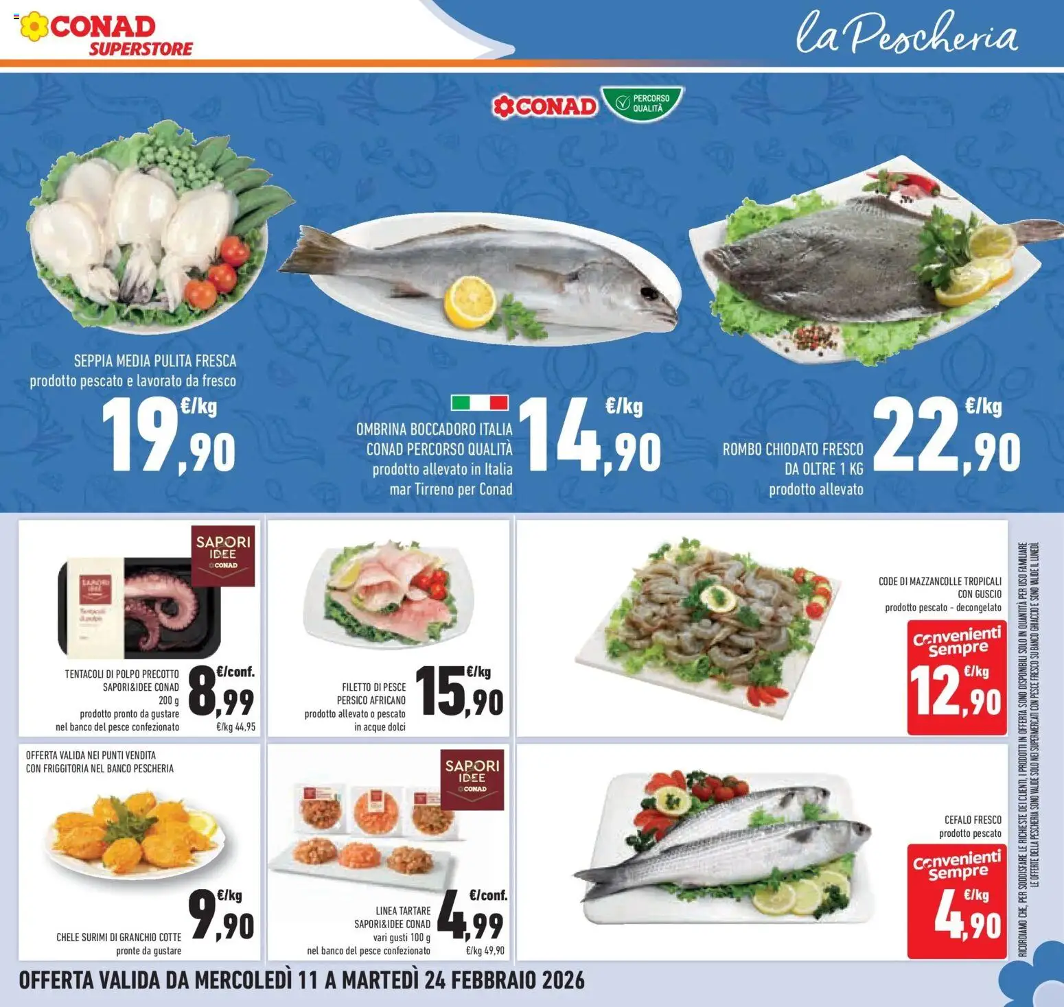 Volantino Conad del 11.02.2026 | Pagina: 17 | Prodotti: Pesce, Surimi, Polpo, Mazzancolle
