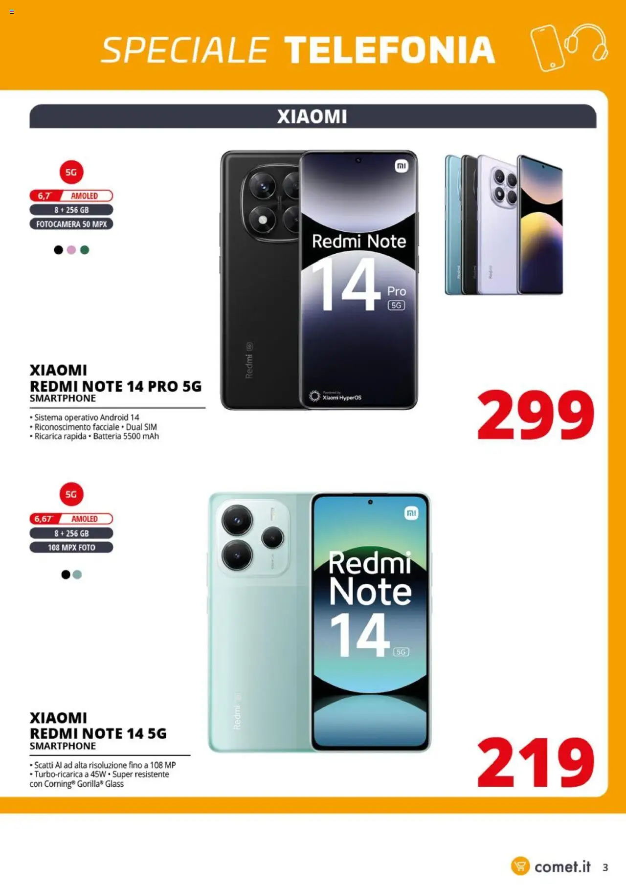 Volantino Comet del 15.09.2025 | Pagina: 3 | Prodotti: Xiaomi, Smartphone, Fotocamera, Batteria