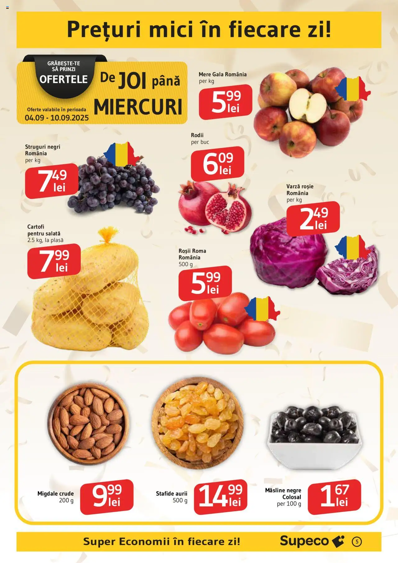 Noul catalog Supeco – valabil de la 04.09.2025 | Pagină: 5 | Produse: Varză, Hijyenik ped, Migdale, Roșii