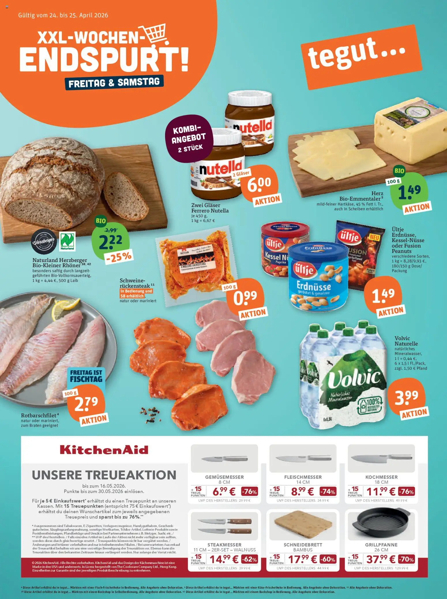 Tegut Prospekt 	 – gültig ab 20.04.2026 | Seite: 1 | Produkte: Erdnüsse, Nutella, Volvic