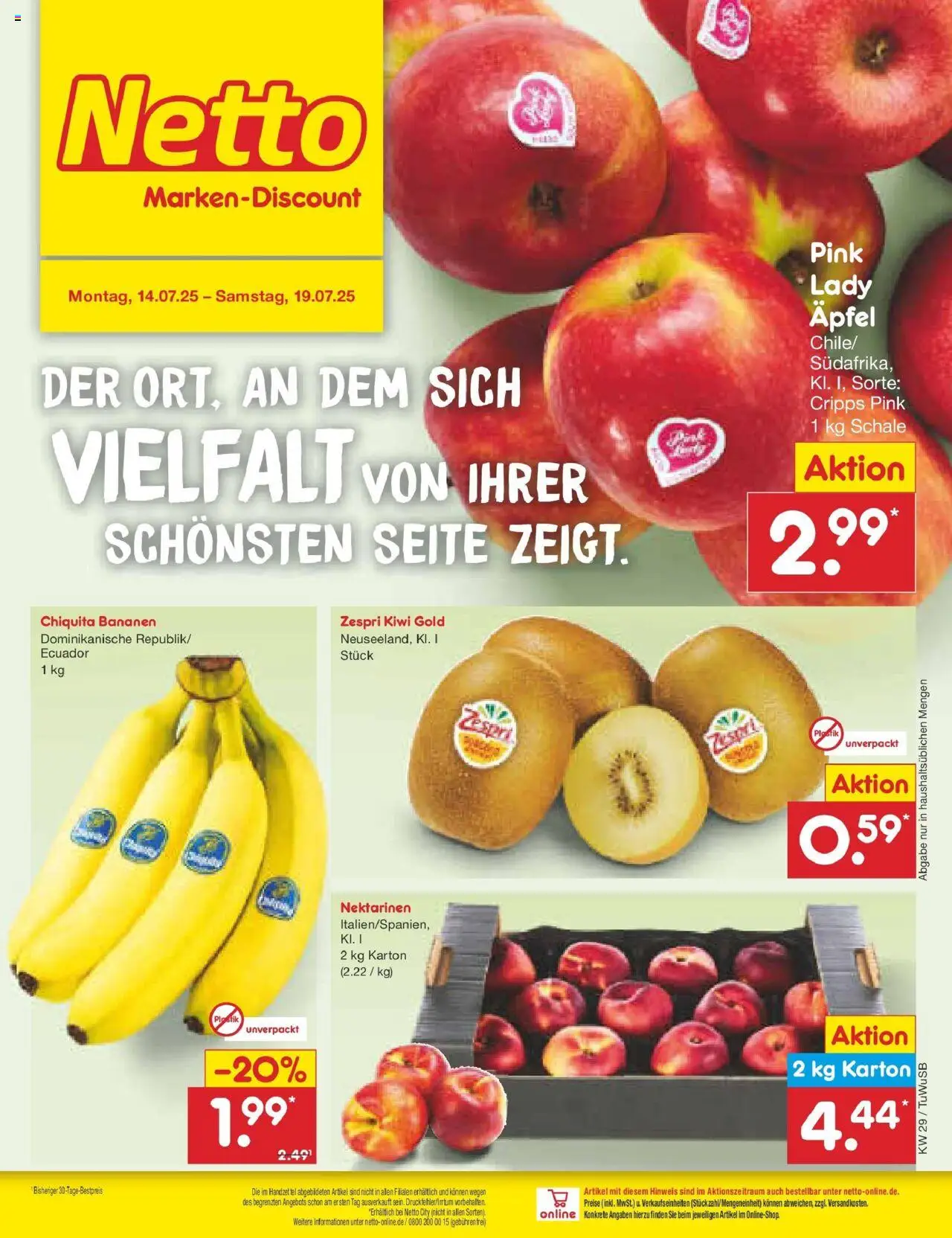 Netto Marken-Discount prospekt Calw-Stammheim	 - gültig ab dem 13.07.2025 | Seite: 34 | Produkte: Nektarinen, Äpfel, Bananen, Kiwi