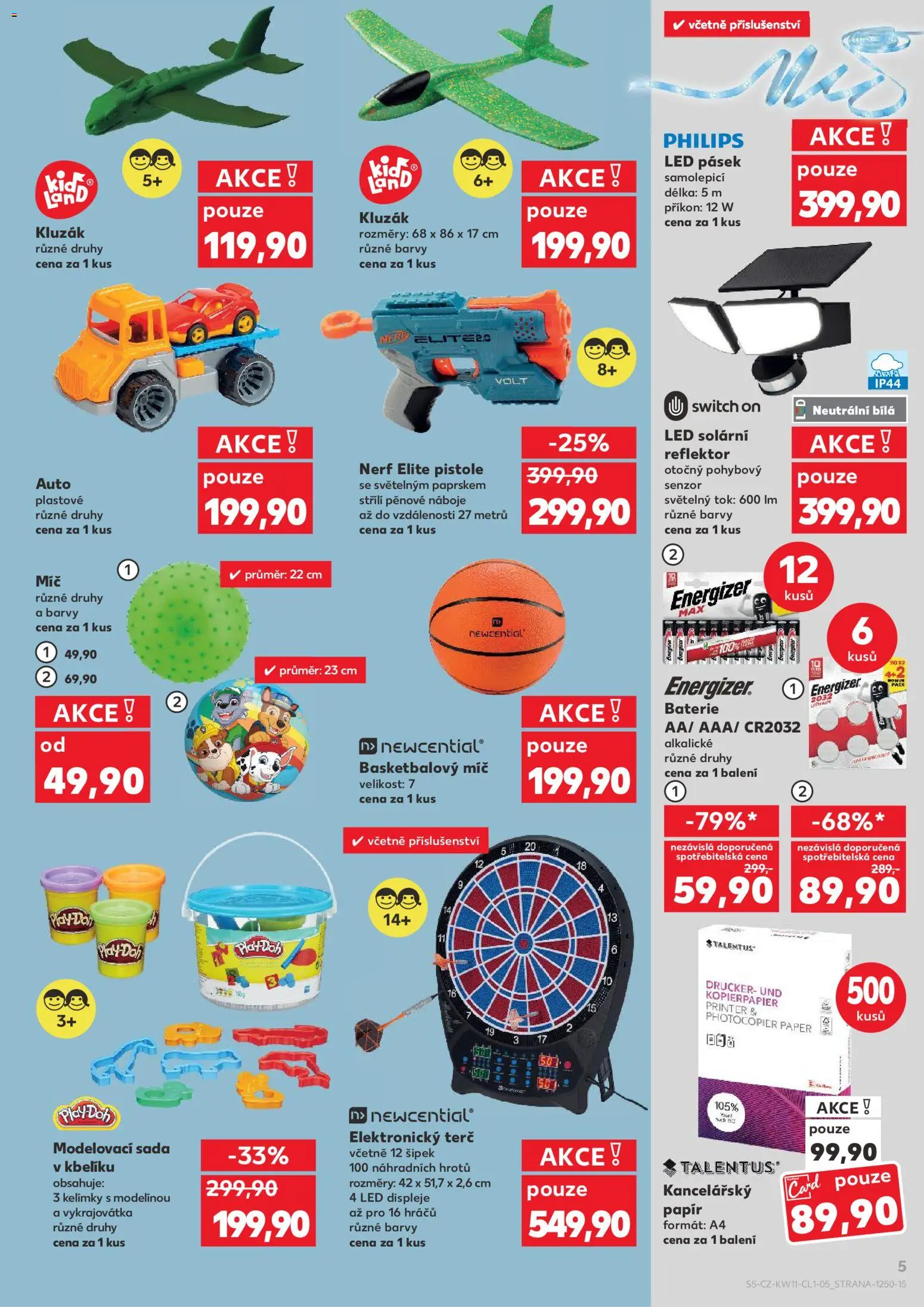 Kaufland leták - Liberec od 11.03.2026 | Strana: 5 | Produkty: LED solární reflektor, Play-Doh, Basketbalový míč, Barvy