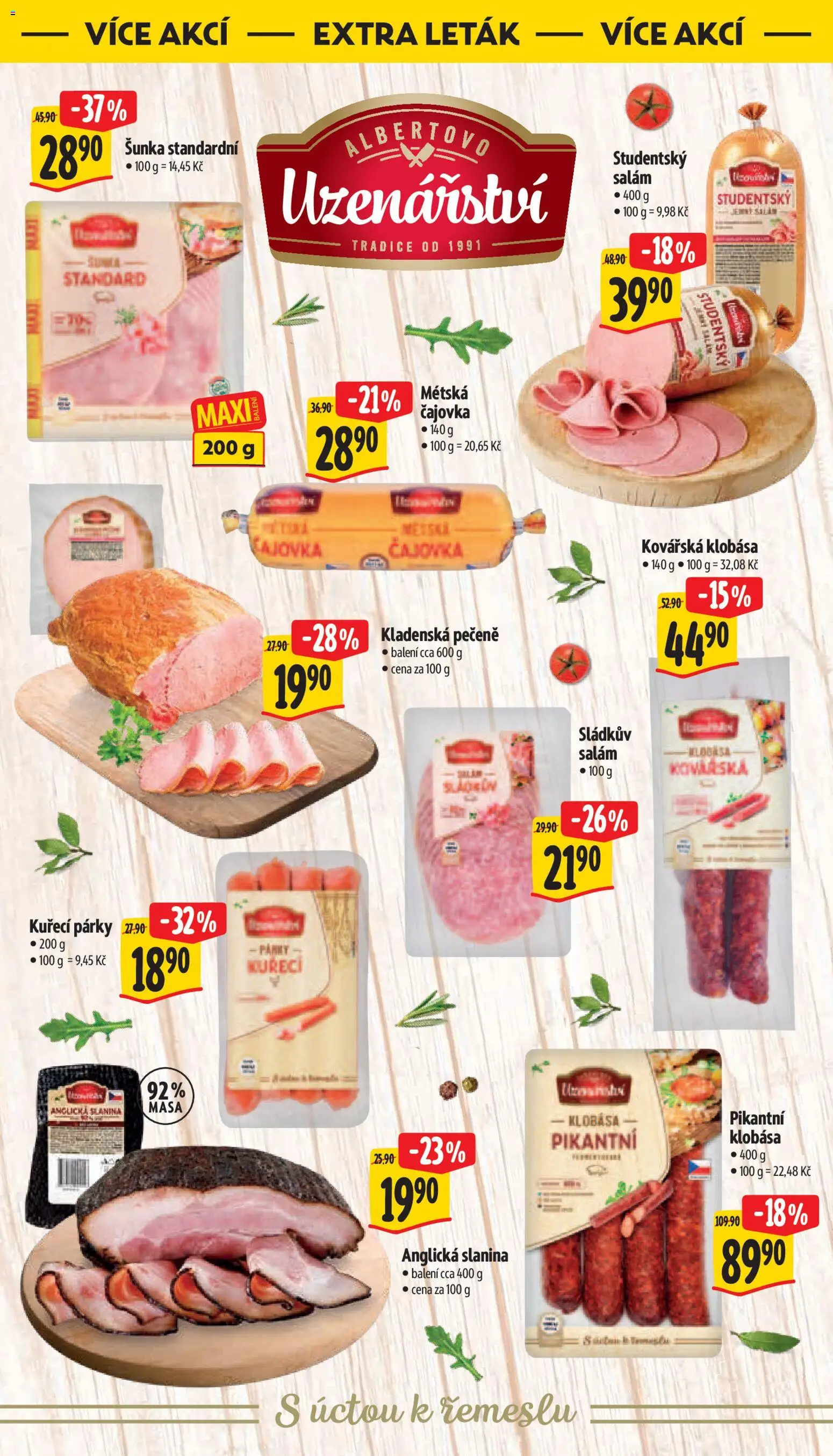 Albert leták - Supermarket od 15.04.2026 | Strana: 40 | Produkty: Salám, Šunka, Párky, Anglická slanina