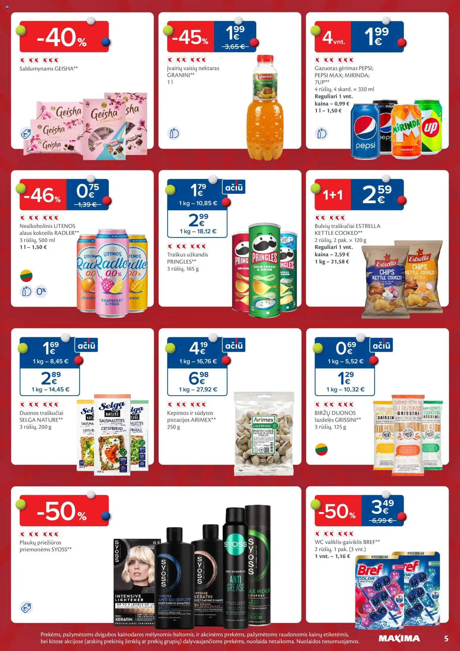 MAXIMA akcijos nuo 03.02.2026 | Puslapis: 5 | Prekių: Traškus užkandis, Wc, Traškučiai, Pistacijos