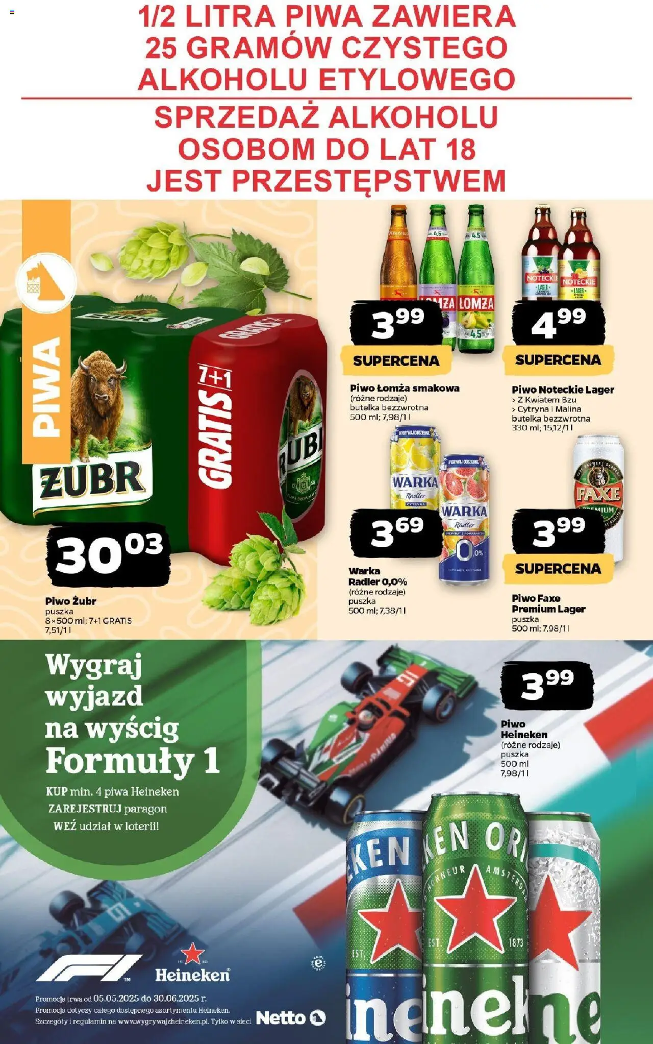 Netto gazetka - Spożywcza od 18.06.2025 | Strona: 12 | Produkty: Cytryna, Piwo żubr, Malina, Piwo