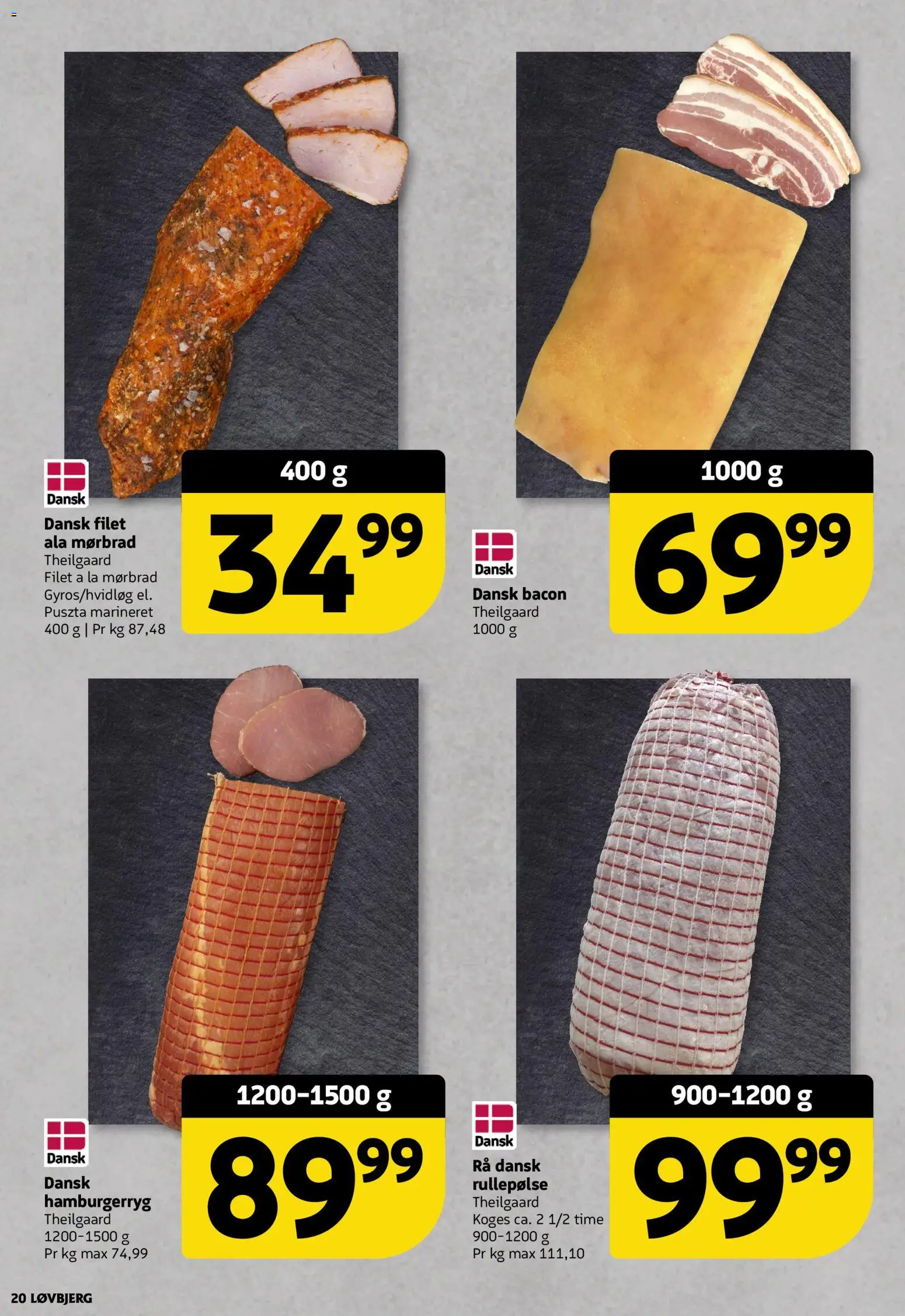 Løvbjerg tilbudsavis – gyldig fra 20.02.2026 | Side: 20 | Produkter: Rullepølse, Bacon, Hamburgerryg