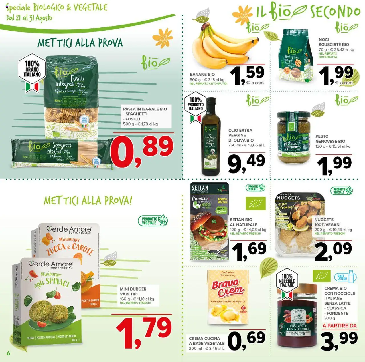 Volantino Todis del 21.08.2025 | Pagina: 6 | Prodotti: Banane, Olio, Spinaci, Pesto