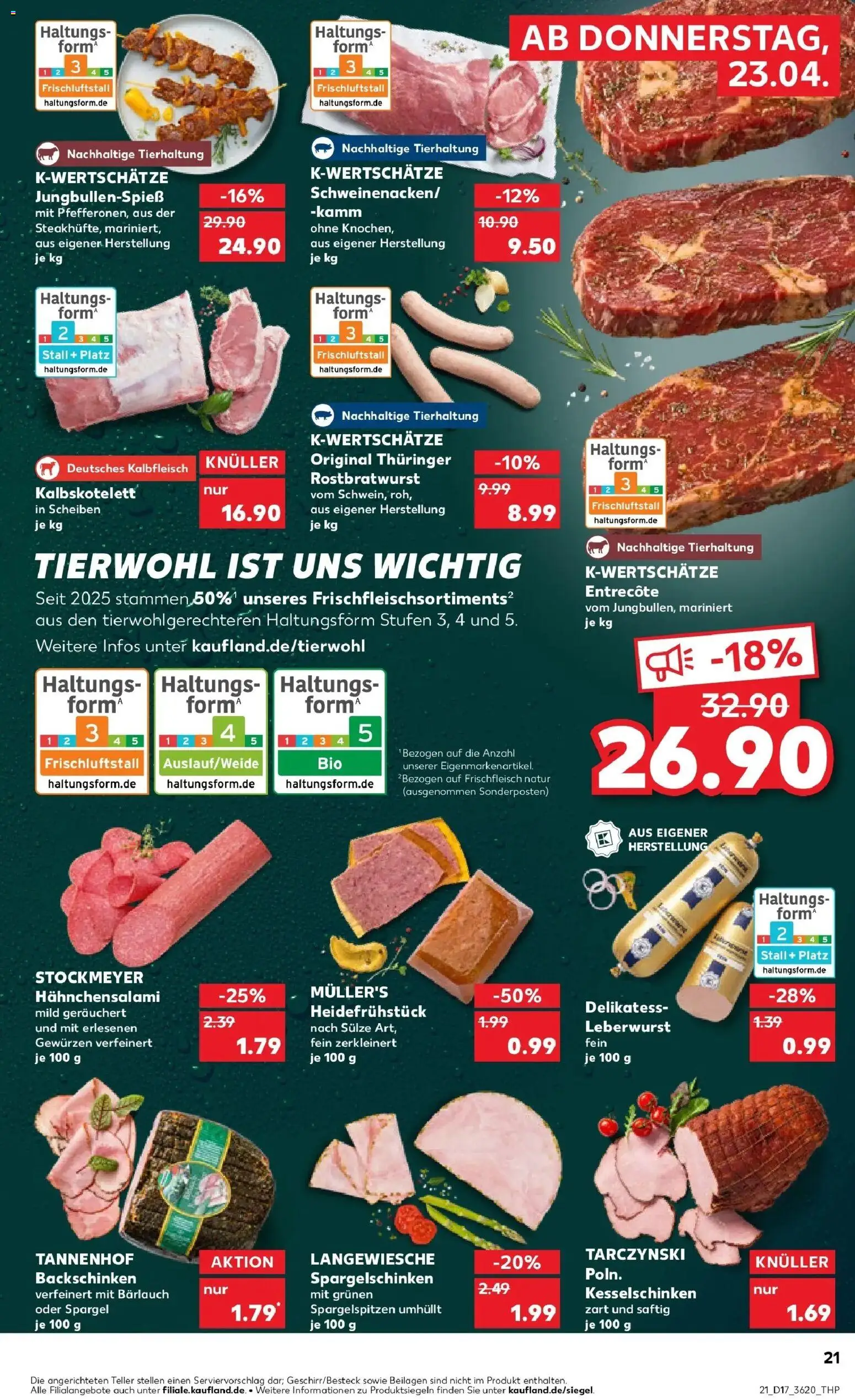 Kaufland Prospekt Delmenhorst	 – gültig ab 23.04.2026 | Seite: 21 | Produkte: Entrecote, Spargel, Salami