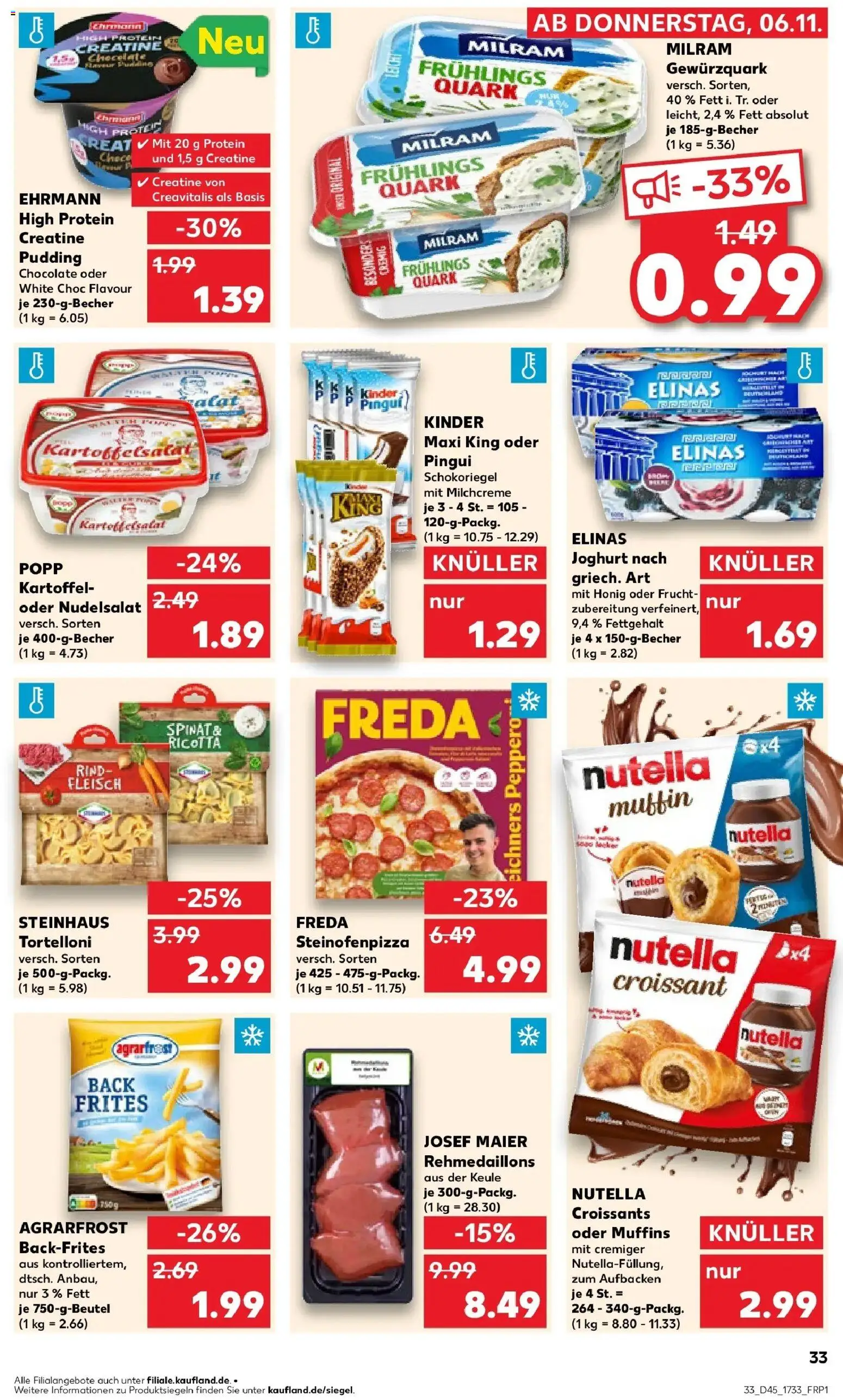 Kaufland prospekt Mainz	 – gültig ab 10.11.2025 | Seite: 33 | Produkte: Croissant, Nutella, Milram, Fleisch