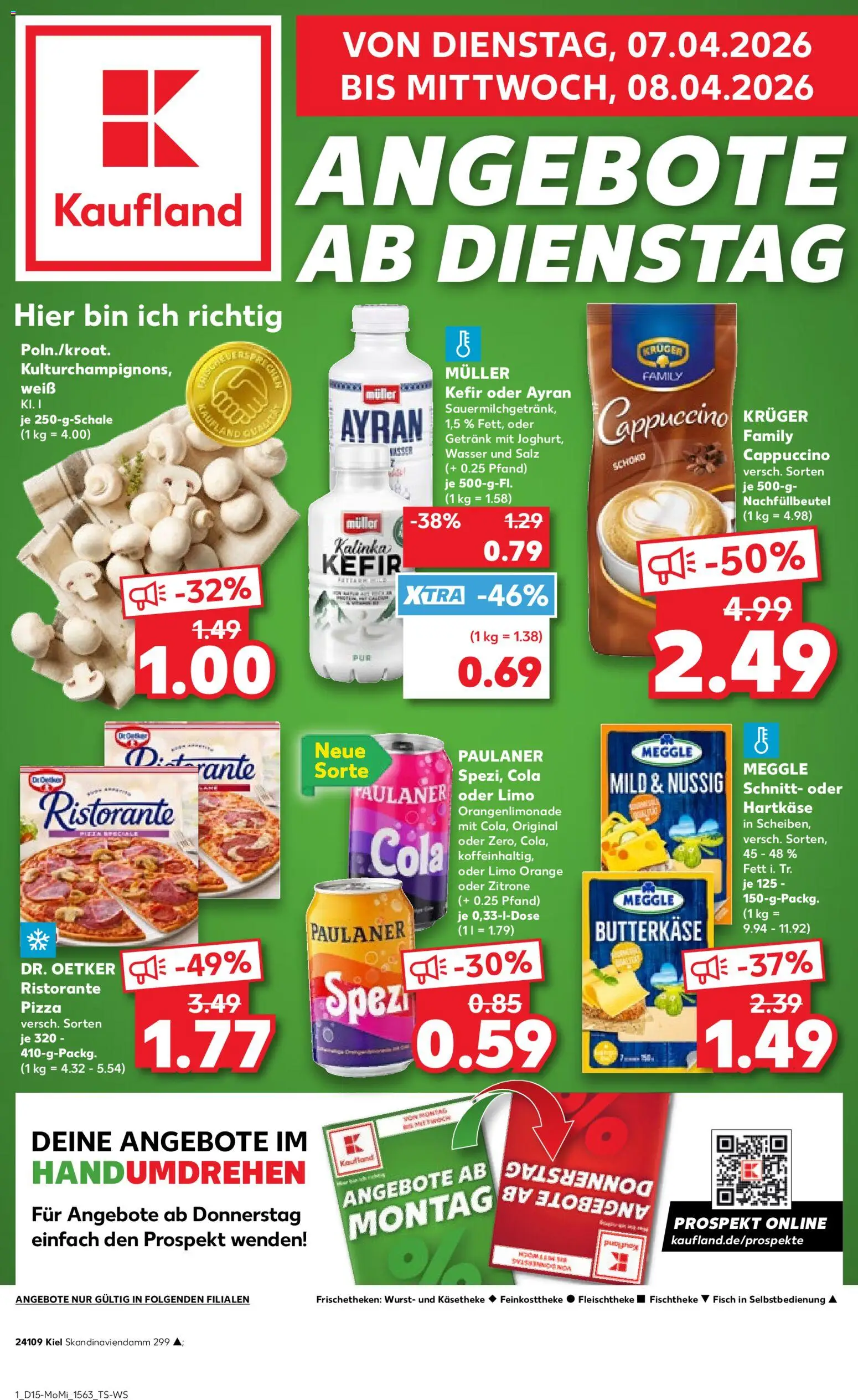 Kaufland Prospekt Kiel	 – gültig ab 07.04.2026 | Seite: 1 | Produkte: Ristorante, Cola, Salz, Paulaner