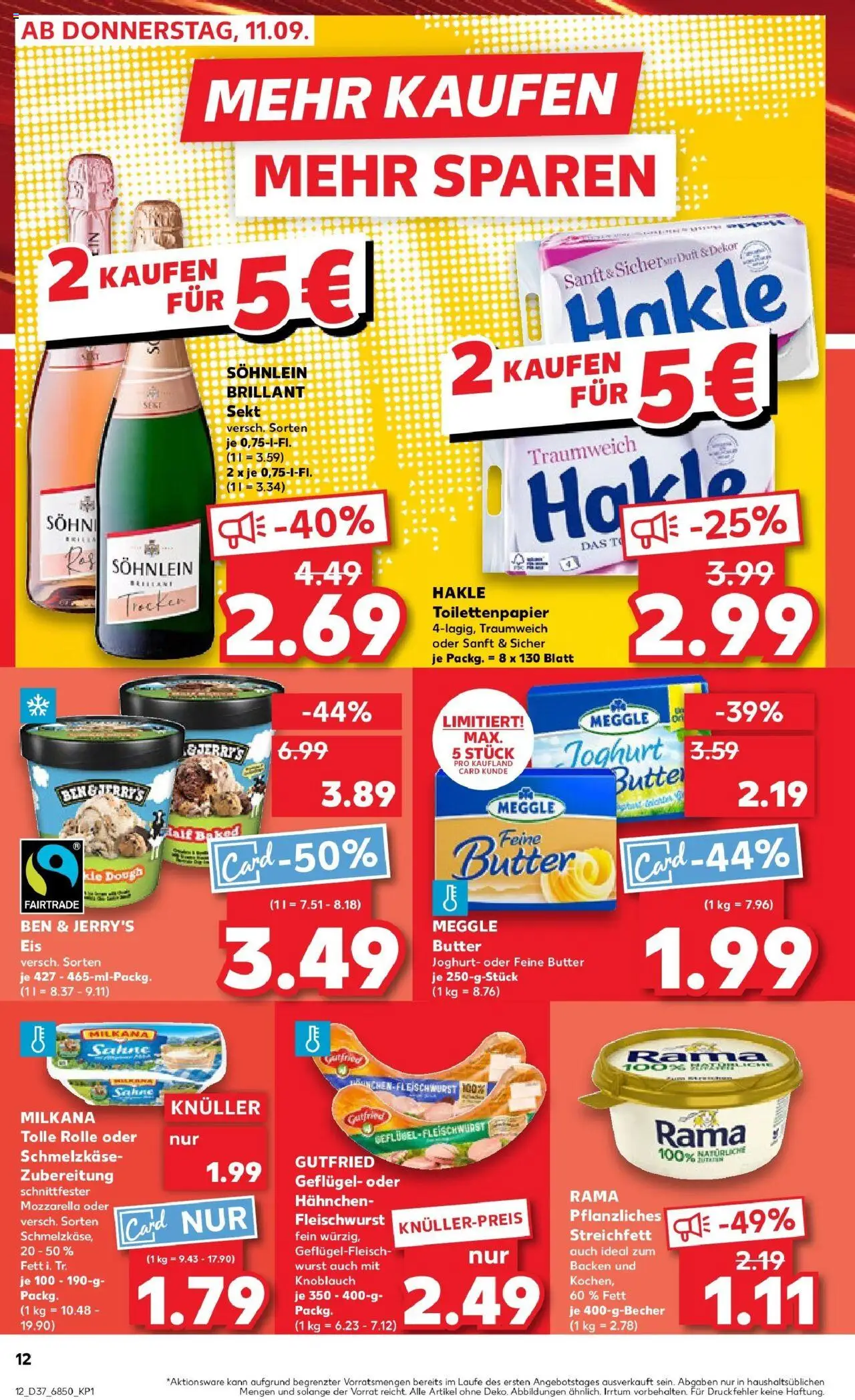 Kaufland prospekt Straubing	 – gültig ab 14.09.2025 | Seite: 12 | Produkte: Rama, Butter, Ben & Jerry's, Eis