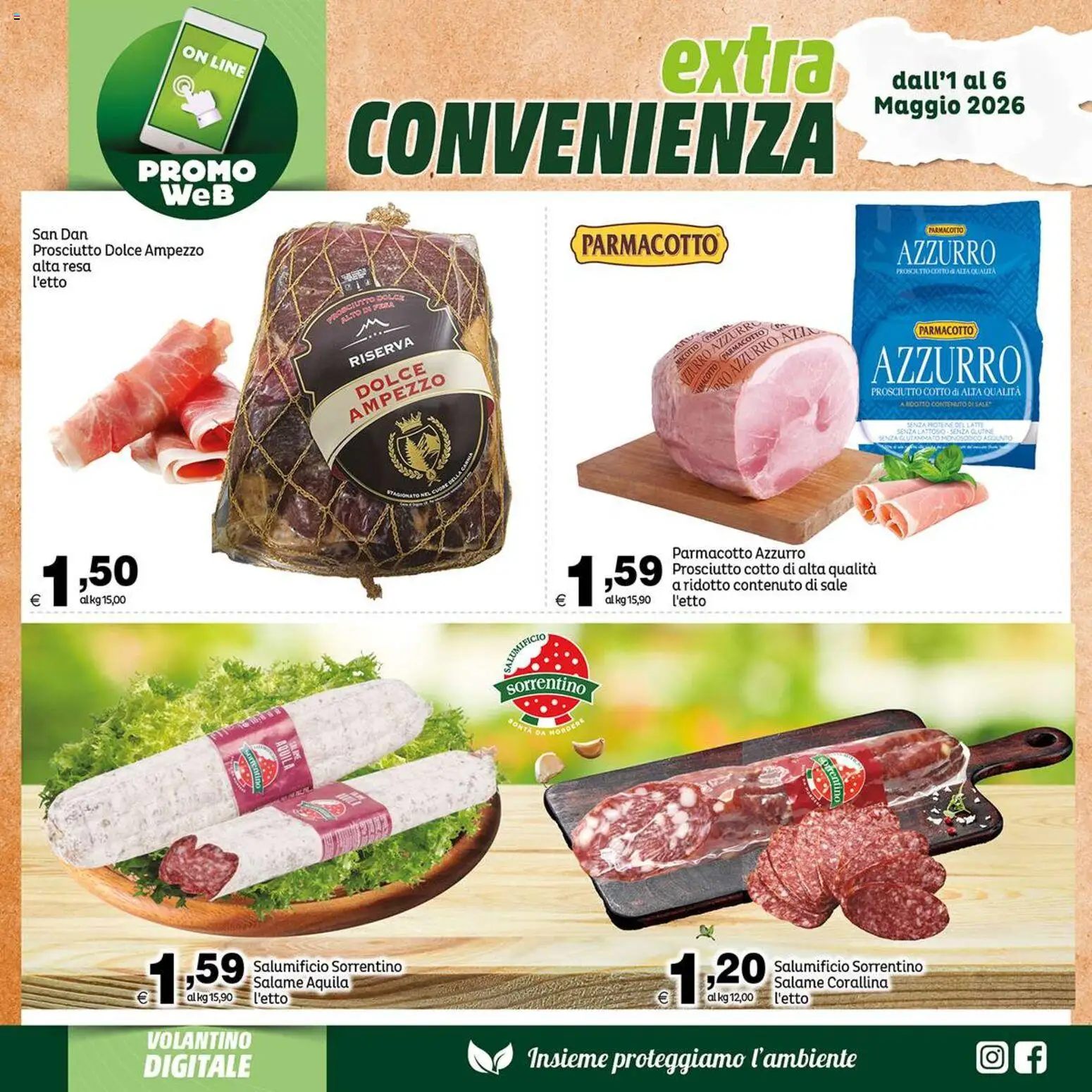 Volantino Elite Supermercati del 01.05.2026 | Pagina: 6 | Prodotti: Prosciutto Cotto, Salame, Sale, Latte senza lattosio