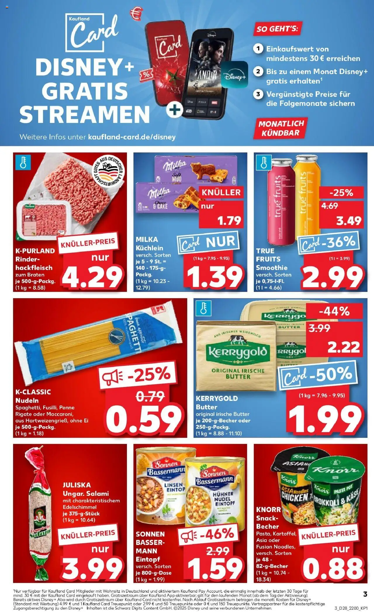 Kaufland prospekt Mannheim	 - gültig ab dem 09.07.2025 | Seite: 3 | Produkte: Milka, Pasta, Kerrygold butter, Hackfleisch