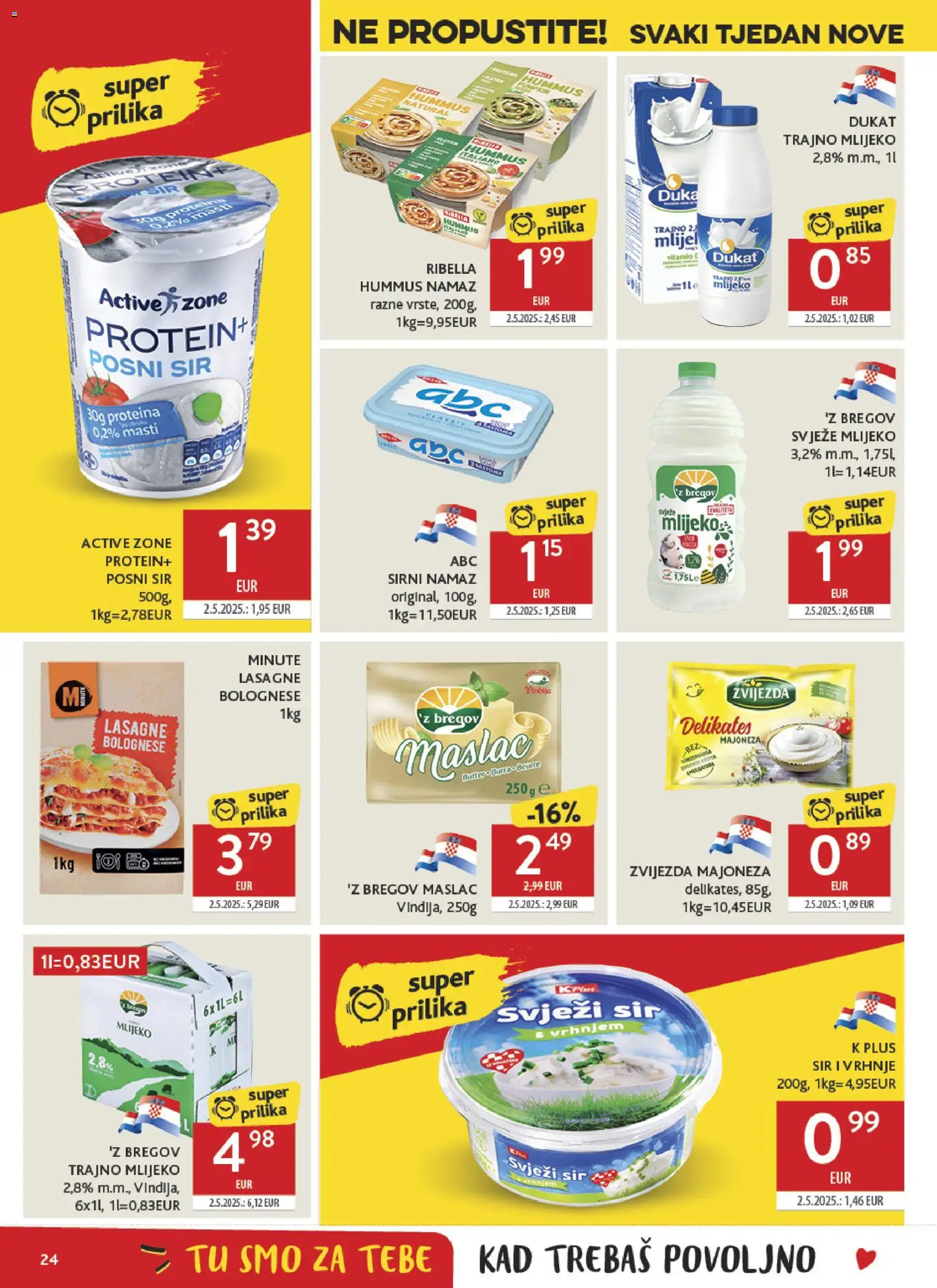 Konzum katalog | vrijedi od 18.03.2026 | Stranica: 24 | Proizvodi: Mlijeko, Maslac, Svježi sir, Namaz