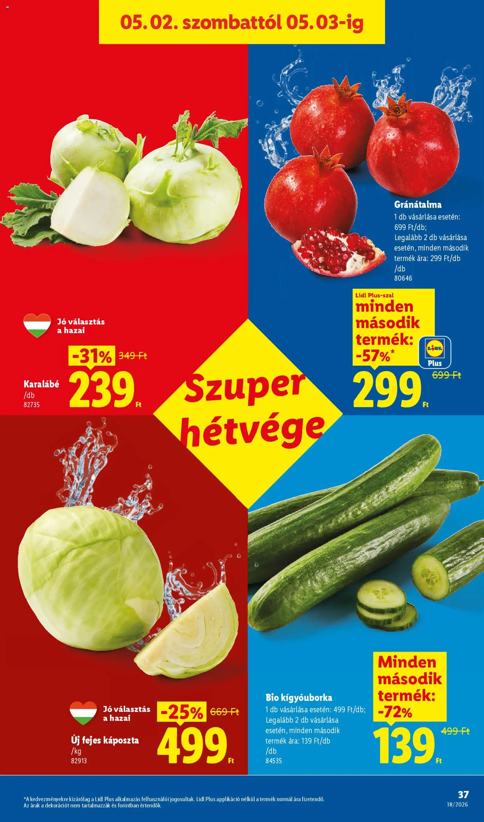 Lidl akciós ujság - amely érvényes a következő dátumtól: 30.04.2026 | Oldal: 37 | Termékek: Káposzta, Kígyóuborka, Fejes káposzta, Gránátalma