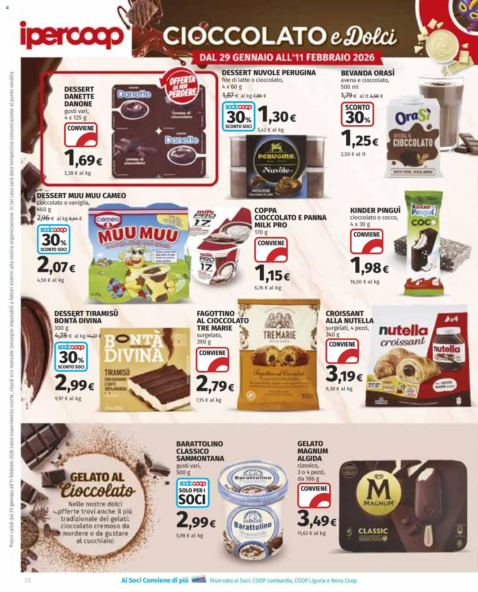 Volantino Ipercoop del 29.01.2026 | Pagina: 28 | Prodotti: Panna, Gelato, Nutella, Data