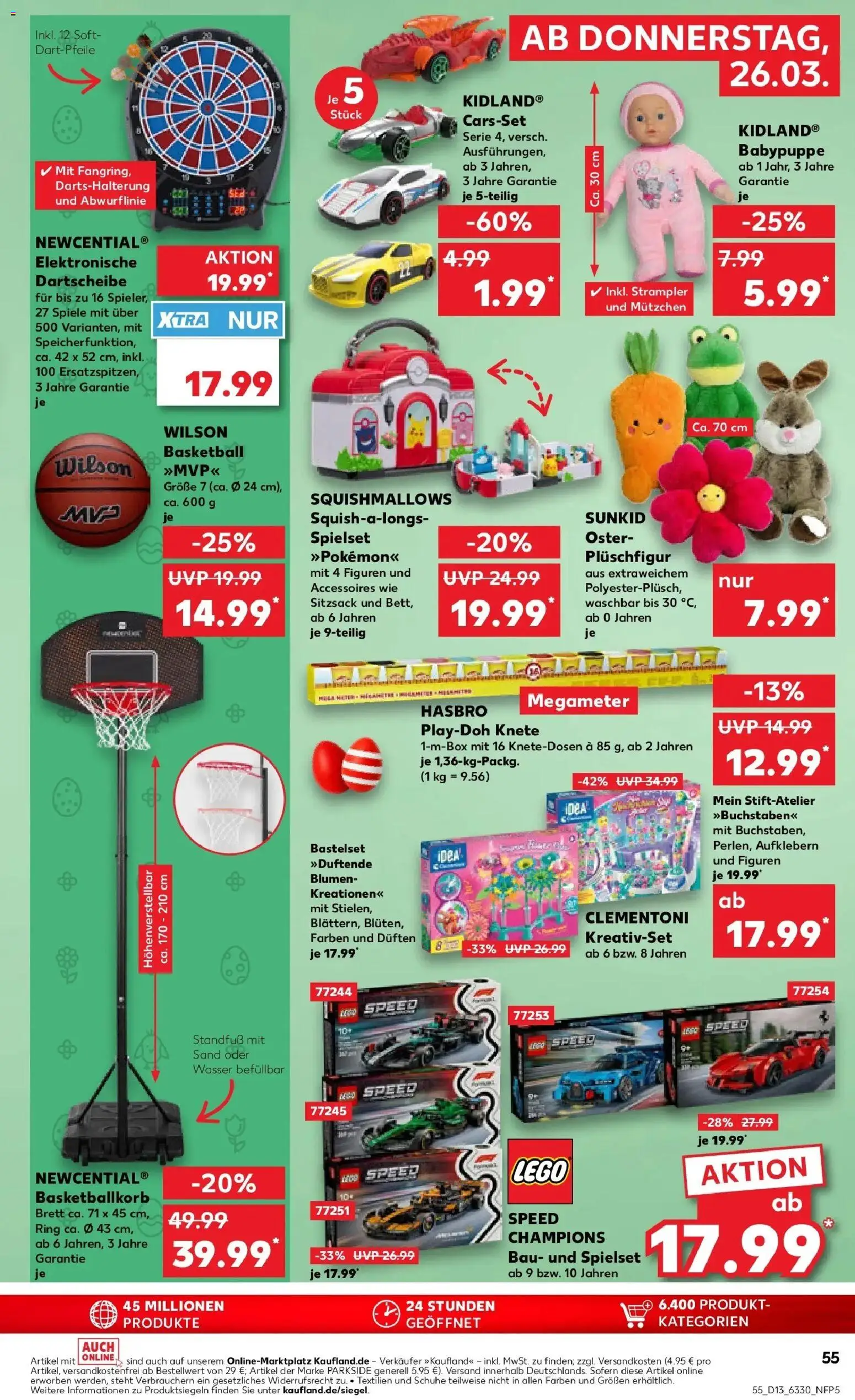 Kaufland Prospekt Peine	 – gültig ab 26.03.2026 | Seite: 55 | Produkte: Sitzsack, Blumen, Wasser, Basketball