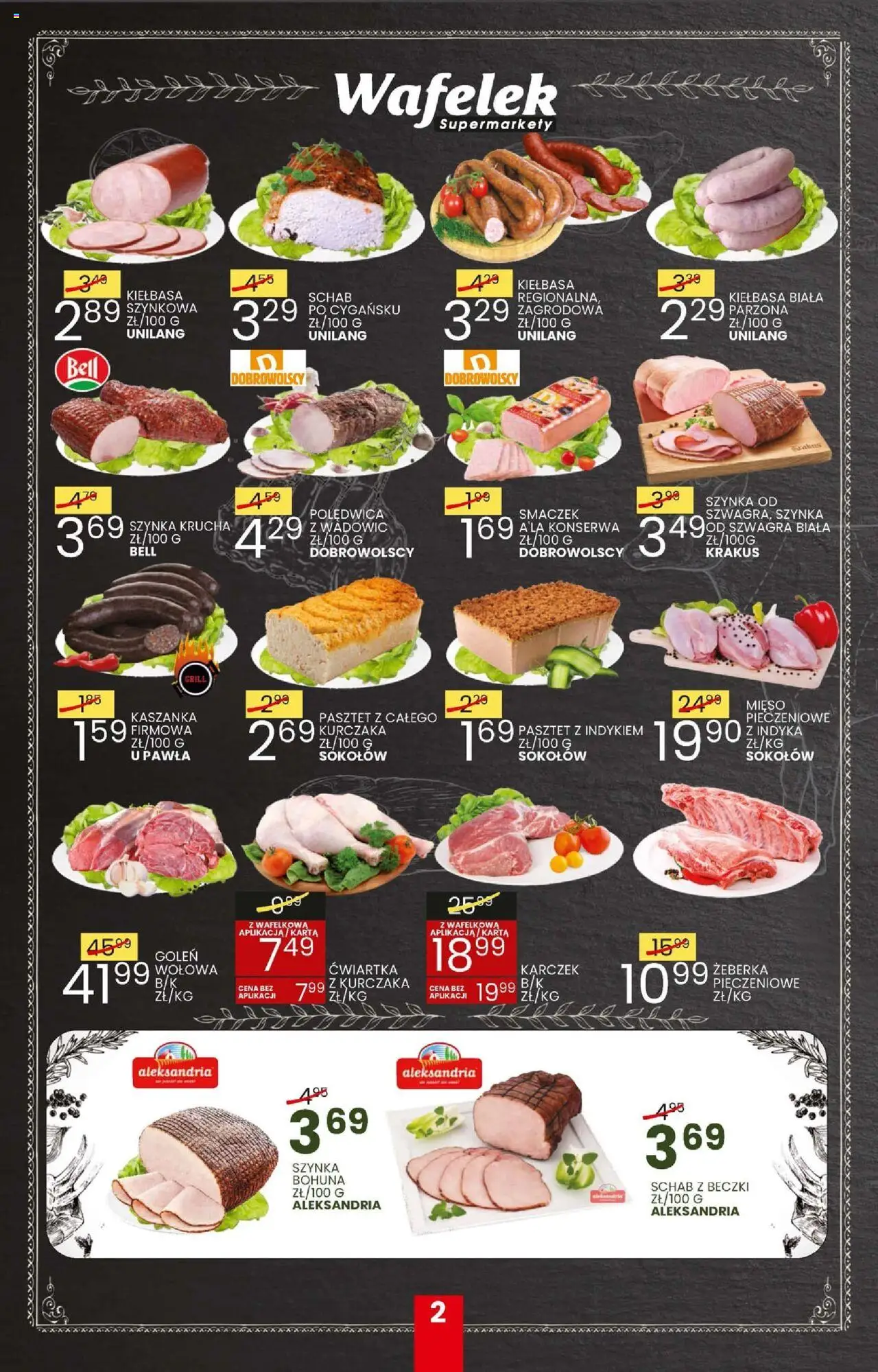 Wafelek Gazetka od 18.08.2025 | Strona: 2 | Produkty: Kiełbasa, Mięso, Bell, Kaszanka