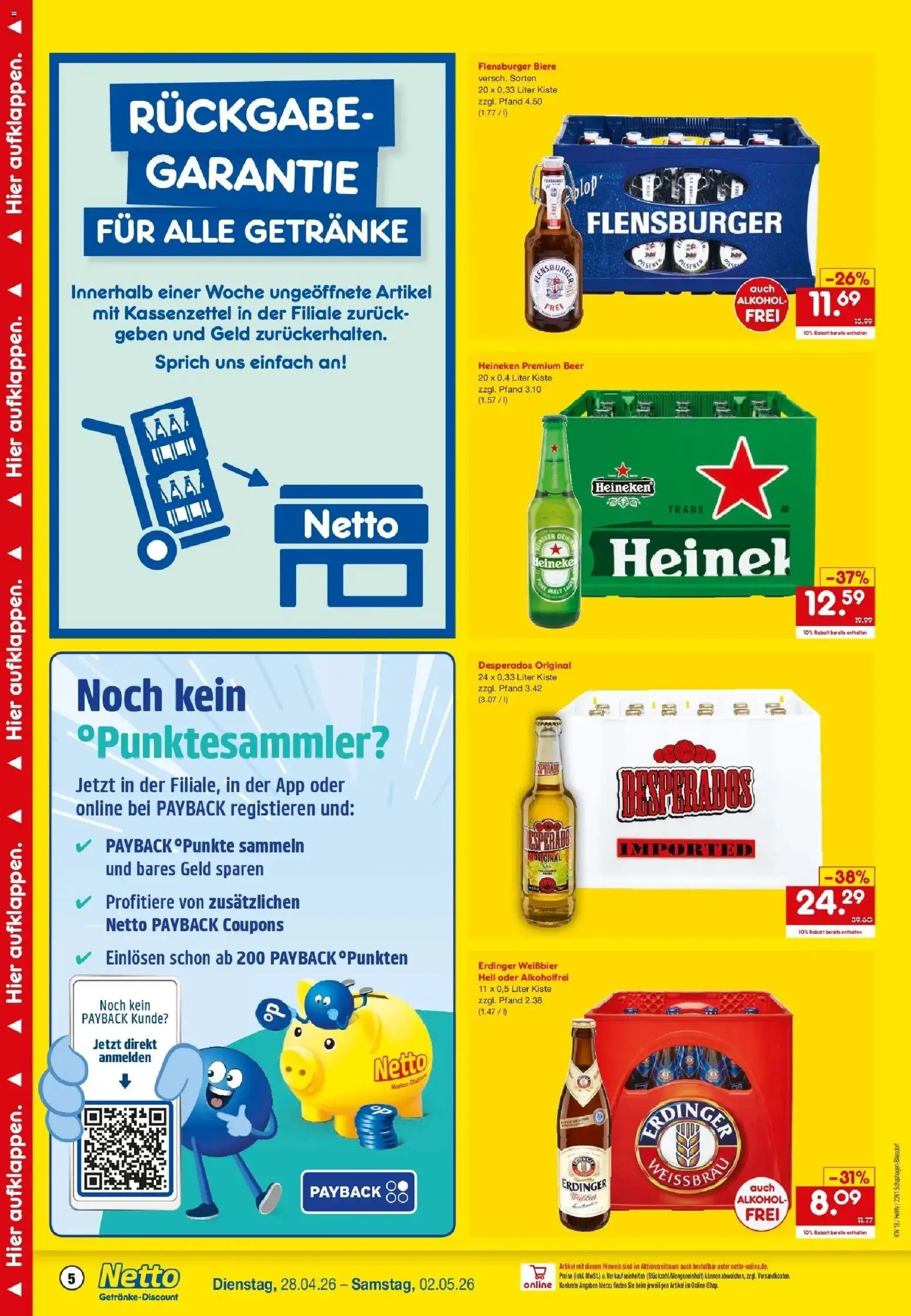 Netto Marken-Discount Prospekt Neustadt In Holstein	 – gültig ab 27.04.2026 | Seite: 5 | Produkte: Erdinger, Weißbier, Heineken, Desperados