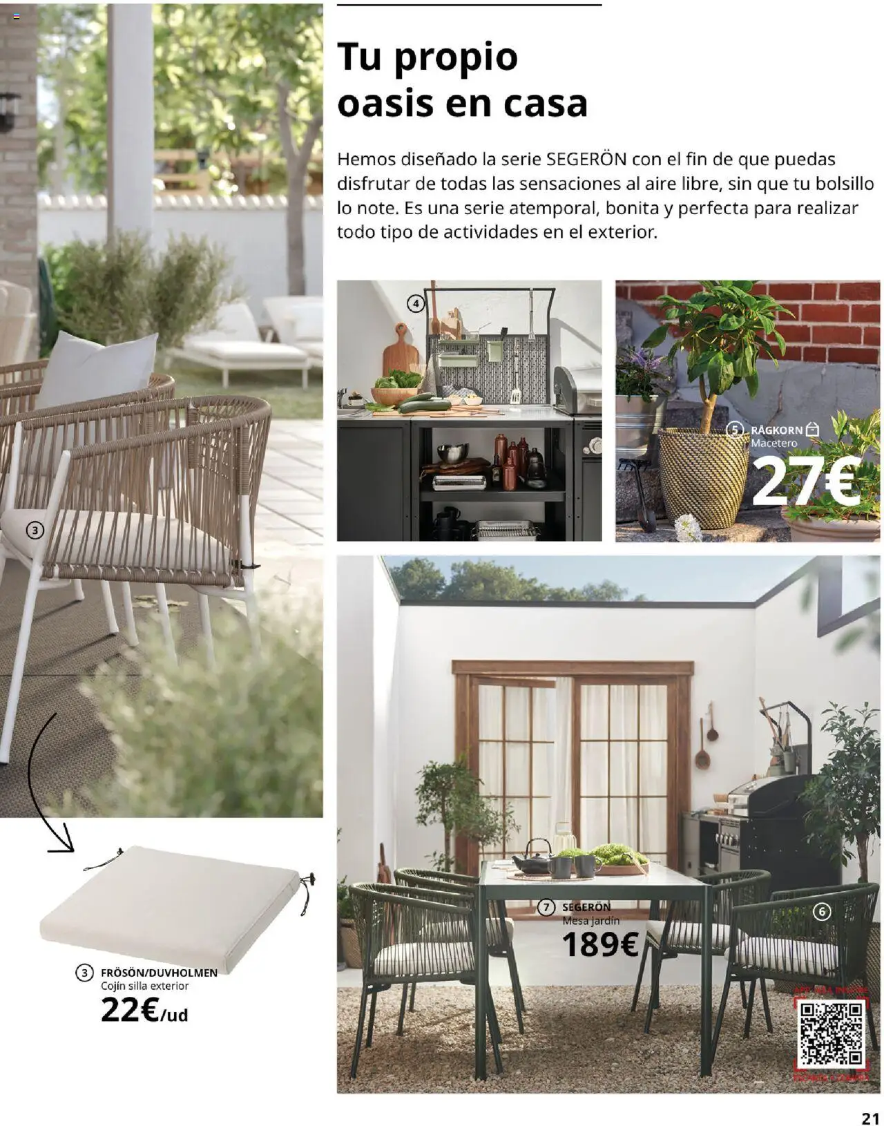 Catálogo IKEA Muebles de exterior │ válido desde el 04.02.2025 | Página: 21 | Productos: Macetero, Cojín, Mesa, Silla