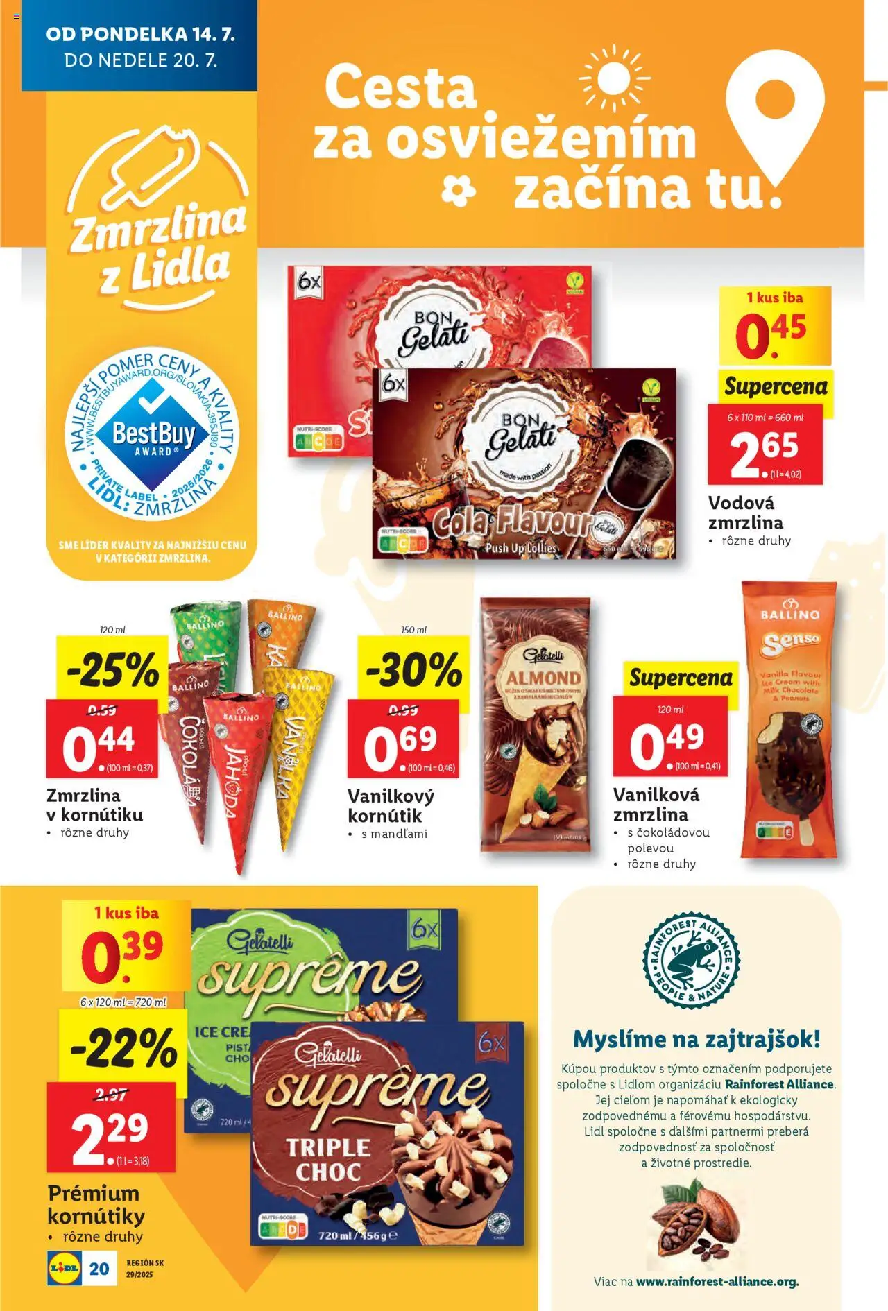 Lidl leták │ platný od 14.07.2025 | Strana: 22 | Produkty: Zmrzlina, Cola