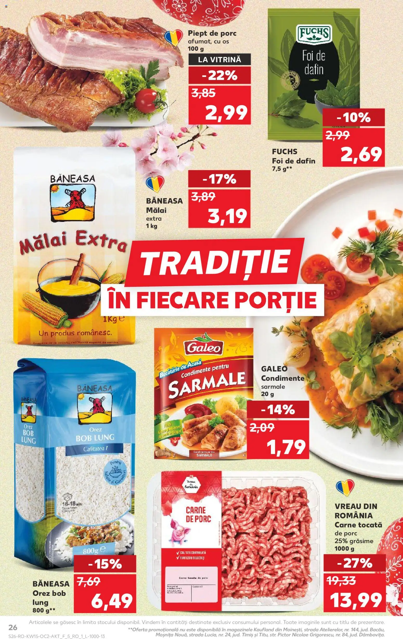 Noul catalog Kaufland – valabil de la 08.04.2026 | Pagină: 26 | Produse: Bucătărie, Orez, Carne tocată, Mălai