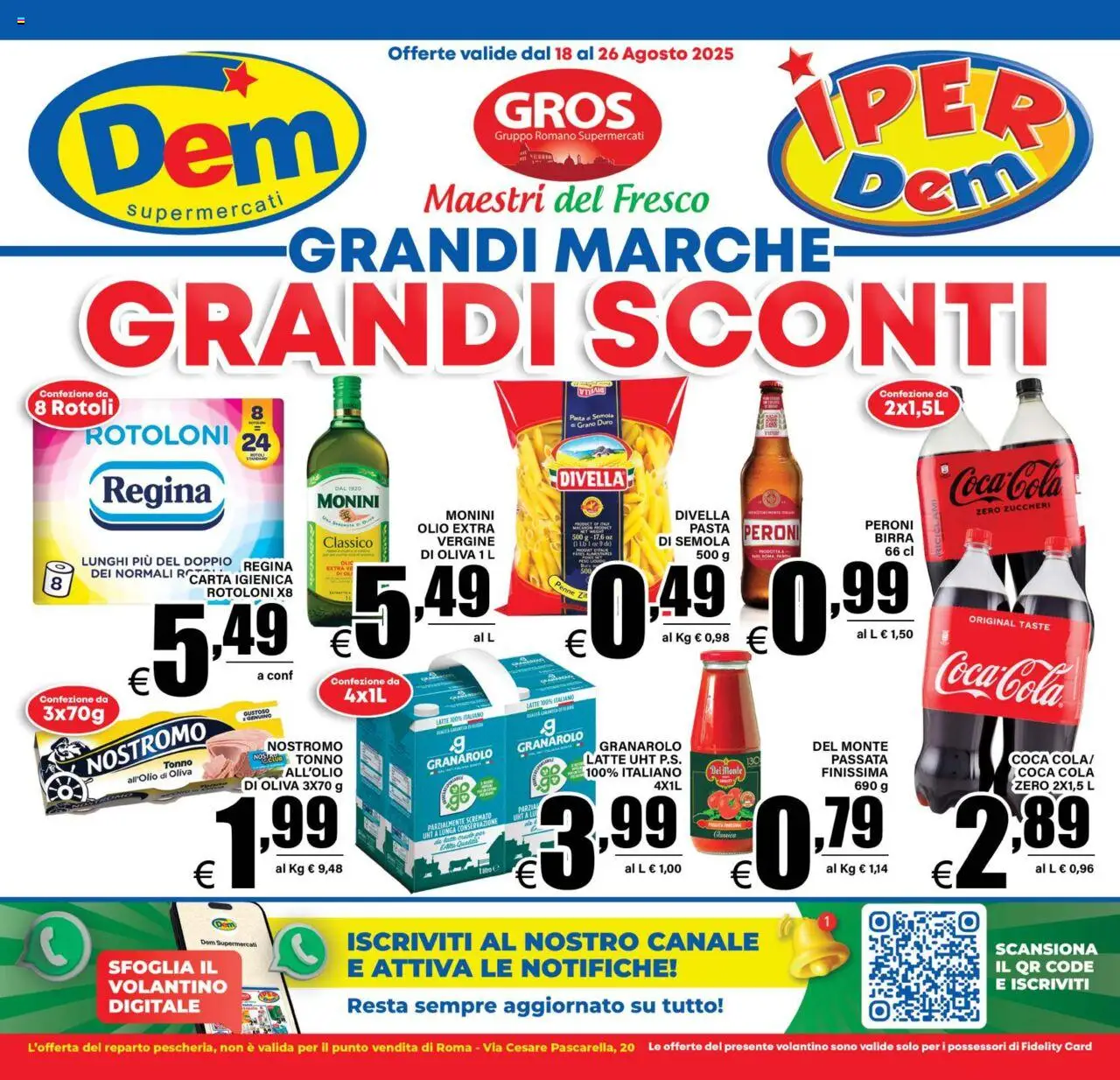 Volantino DEM del 18.08.2025 | Pagina: 1 | Prodotti: Birra, Olio, Pasta, Tonno