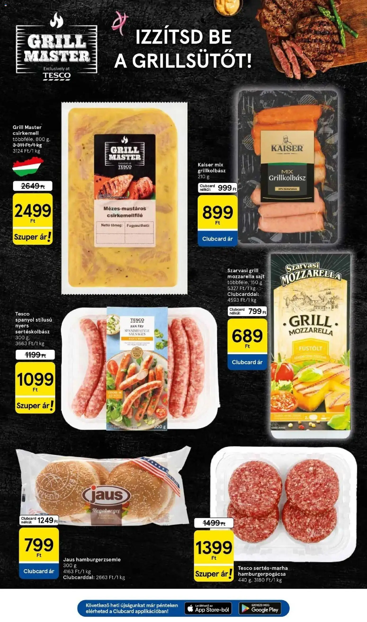 Tesco akciós ujság - amely érvényes a következő dátumtól: 23.04.2026 | Oldal: 9 | Termékek: Mozzarella, Hamburgerpogácsa, Hamburgerzsemle, Sajt