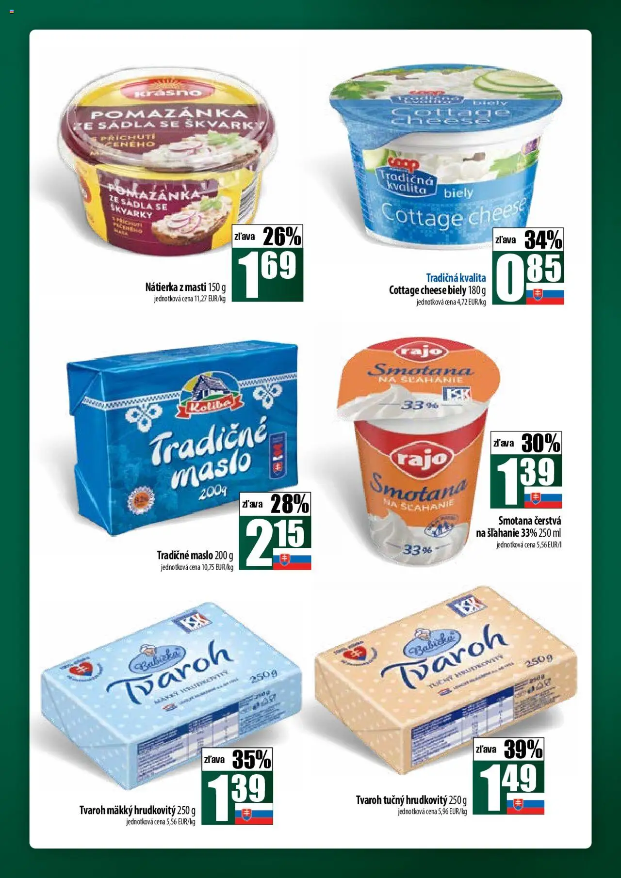COOP Jednota široká ponuka │ platný od 21.08.2025 | Strana: 23 | Produkty: Maslo, Smotana, Tvaroh
