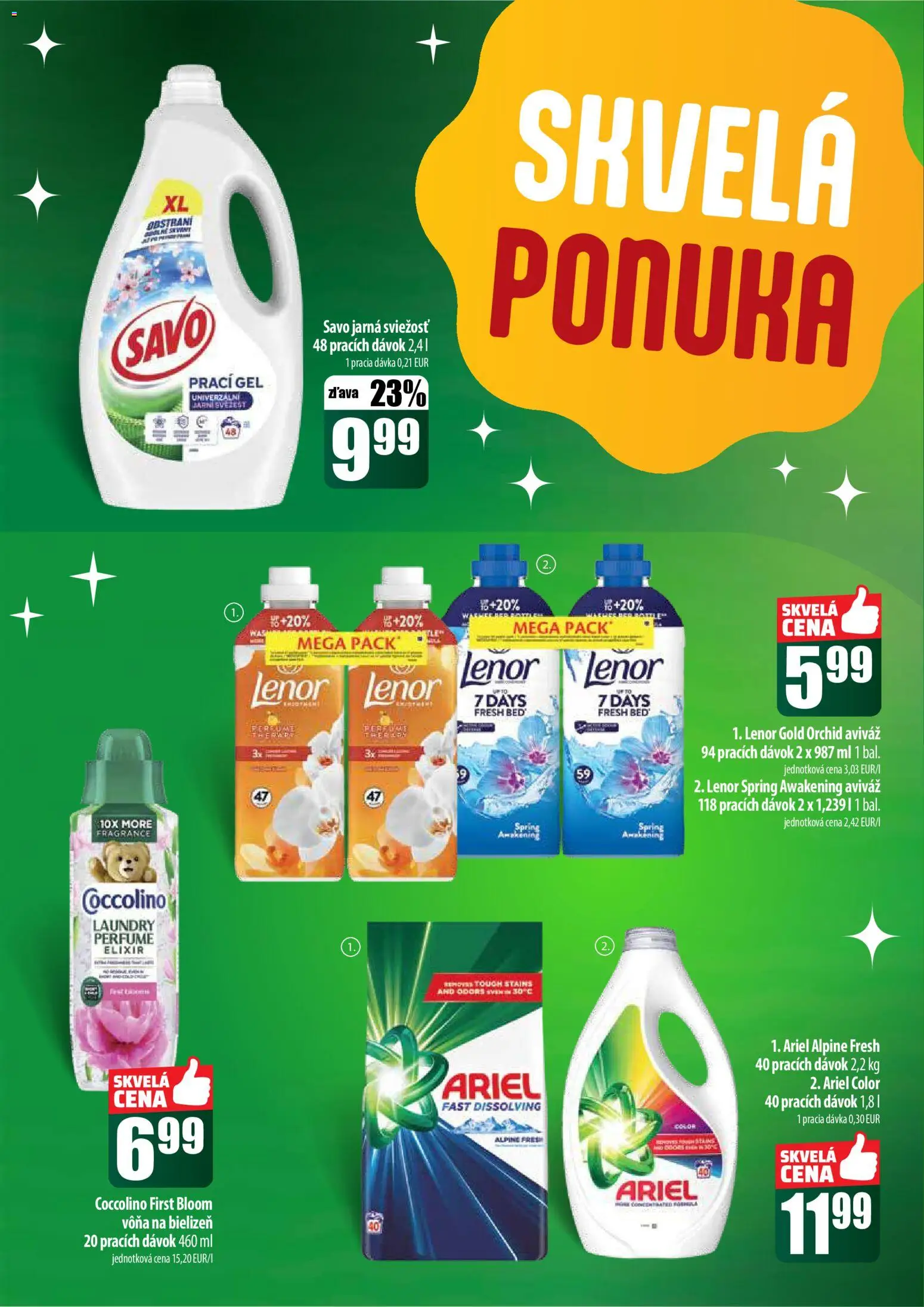 Nové COOP Jednota akcie – leták je platný od 18.12.2025 | Strana: 60 | Produkty: Savo, Aviváž, Ariel, Coccolino