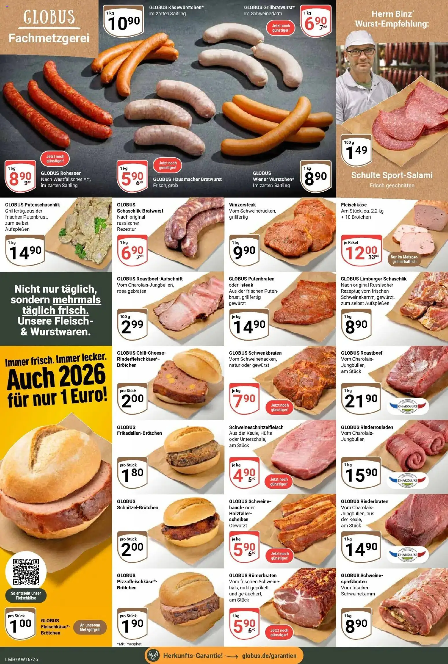 Globus Prospekt Limburg	 – gültig ab 12.04.2026 | Seite: 8 | Produkte: Rinderrouladen, Bratwurst, Steak, Fleisch