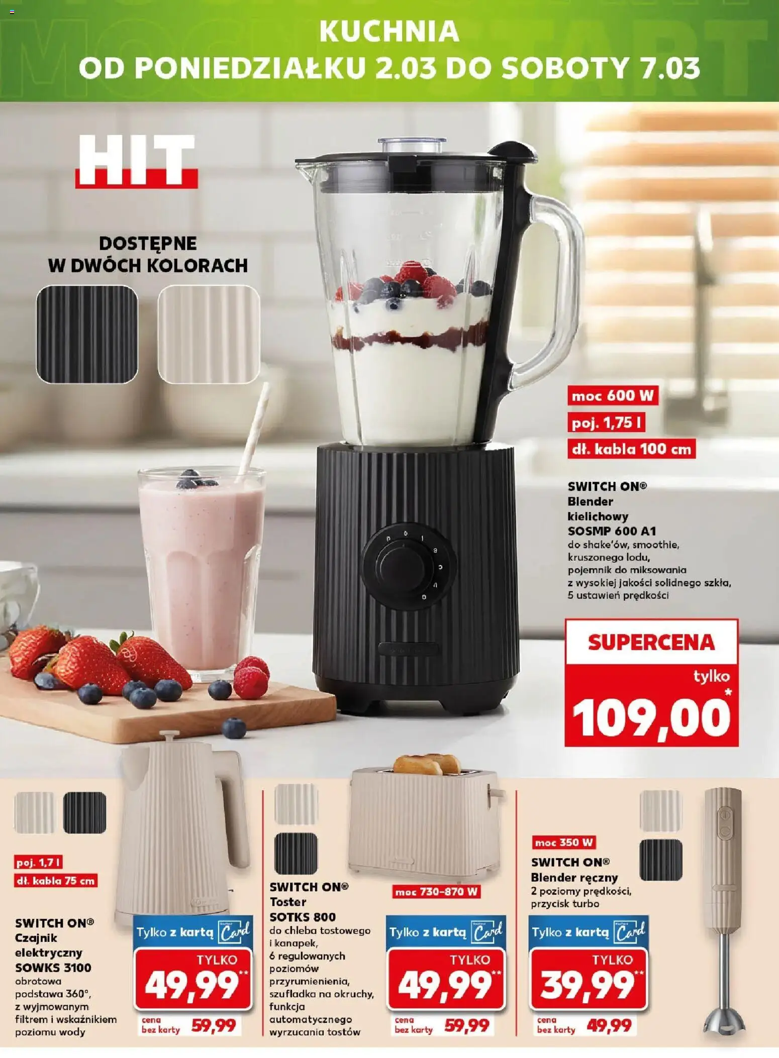 Kaufland gazetka - Mocny start od 02.03.2026 | Strona: 24 | Produkty: Blender ręczny, Czajnik, Toster, Blender kielichowy