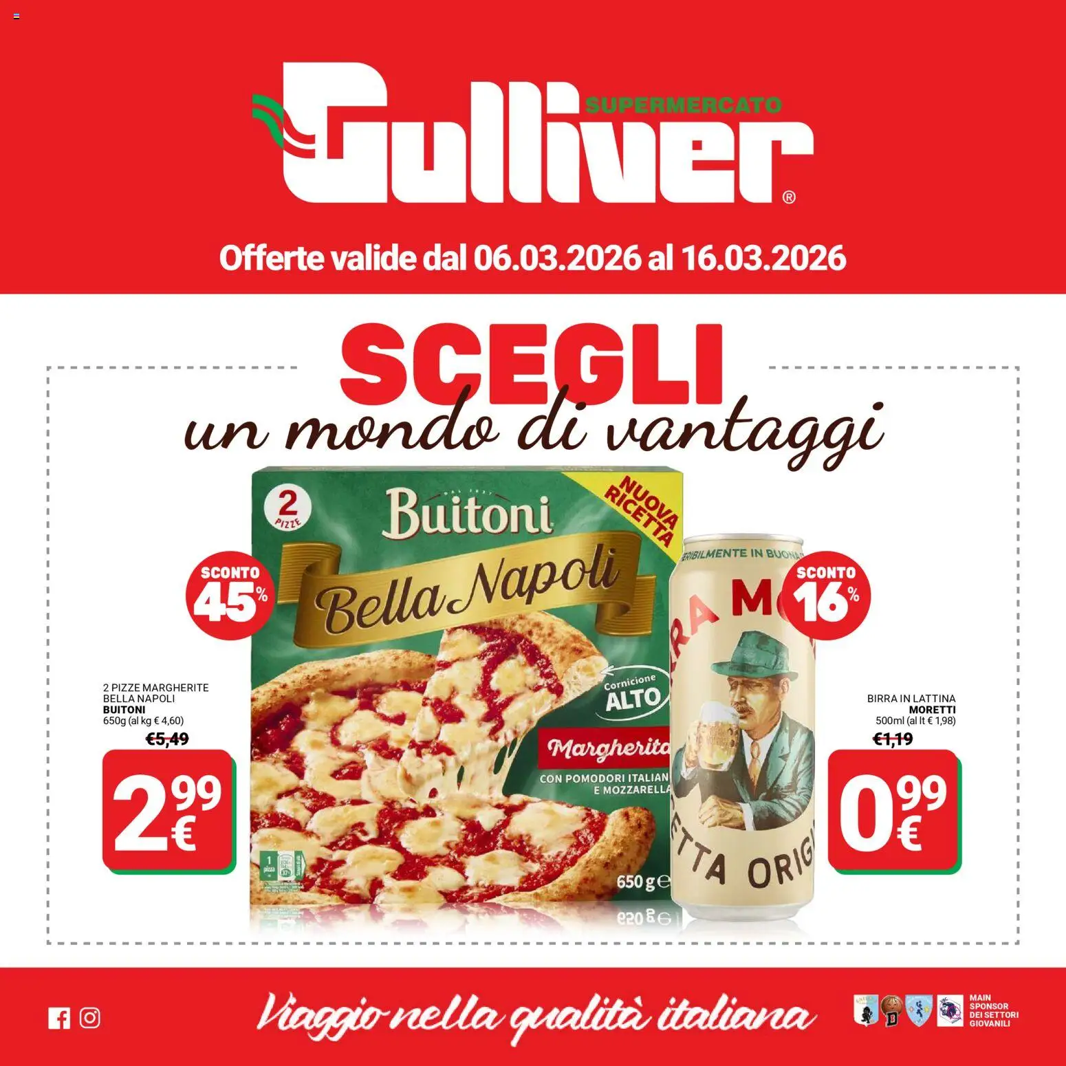 Volantino Gulliver del 06.03.2026 | Pagina: 1 | Prodotti: Birra, Mozzarella, Pomodori