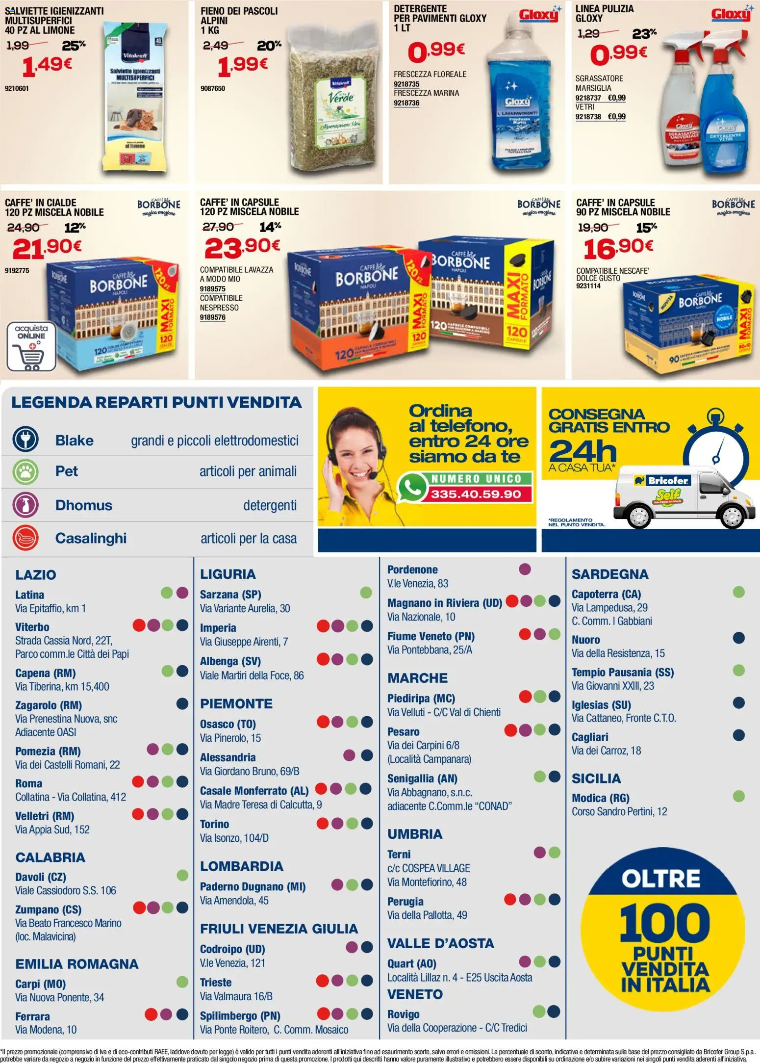 Volantino Bricofer del 05.03.2026 | Pagina: 16 | Prodotti: Salviette igienizzanti, Caffè, Tè, Lavazza