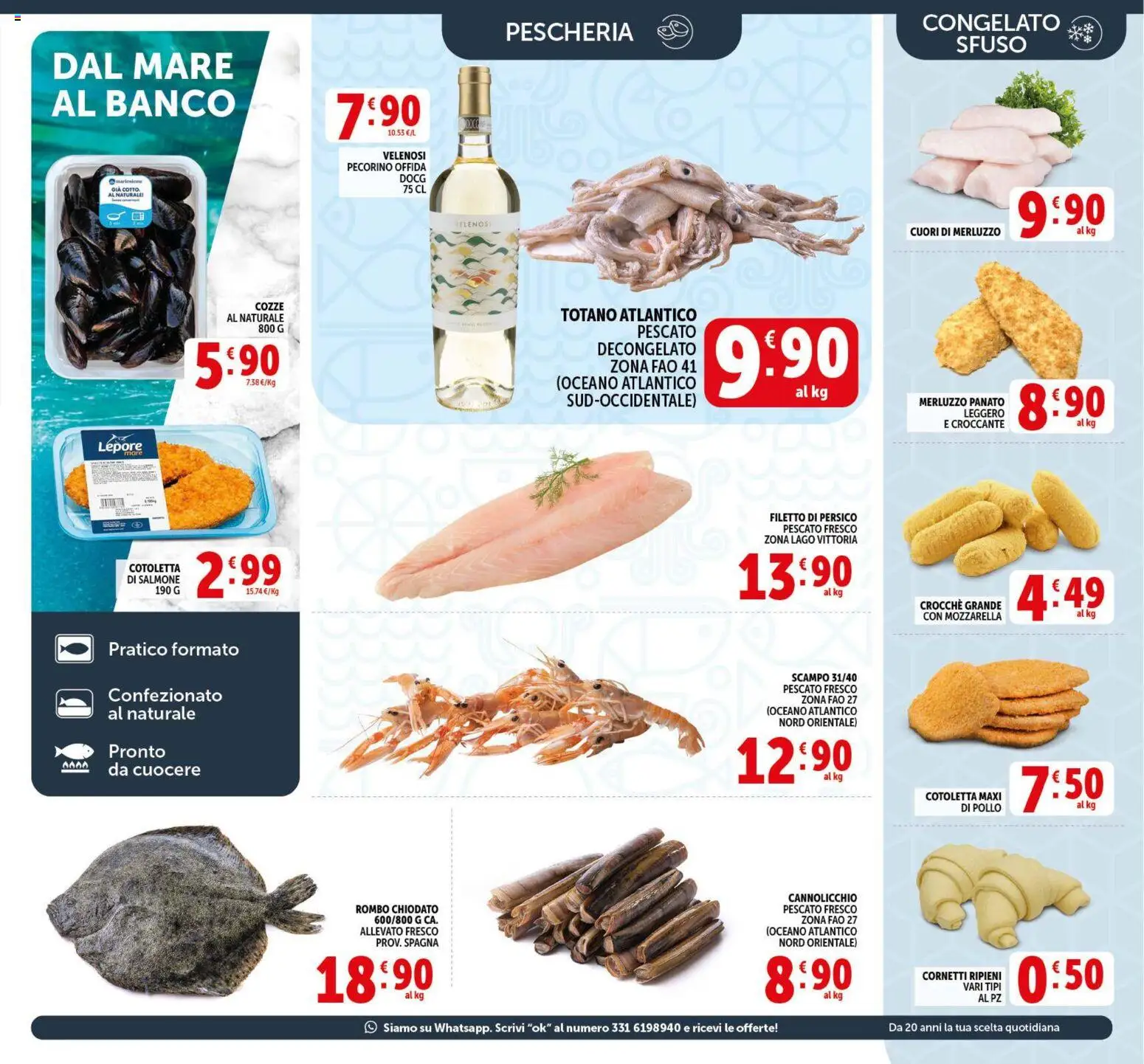 Volantino Decò del 17.03.2026 | Pagina: 9 | Prodotti: Salmone, Merluzzo, Cozze, Pecorino